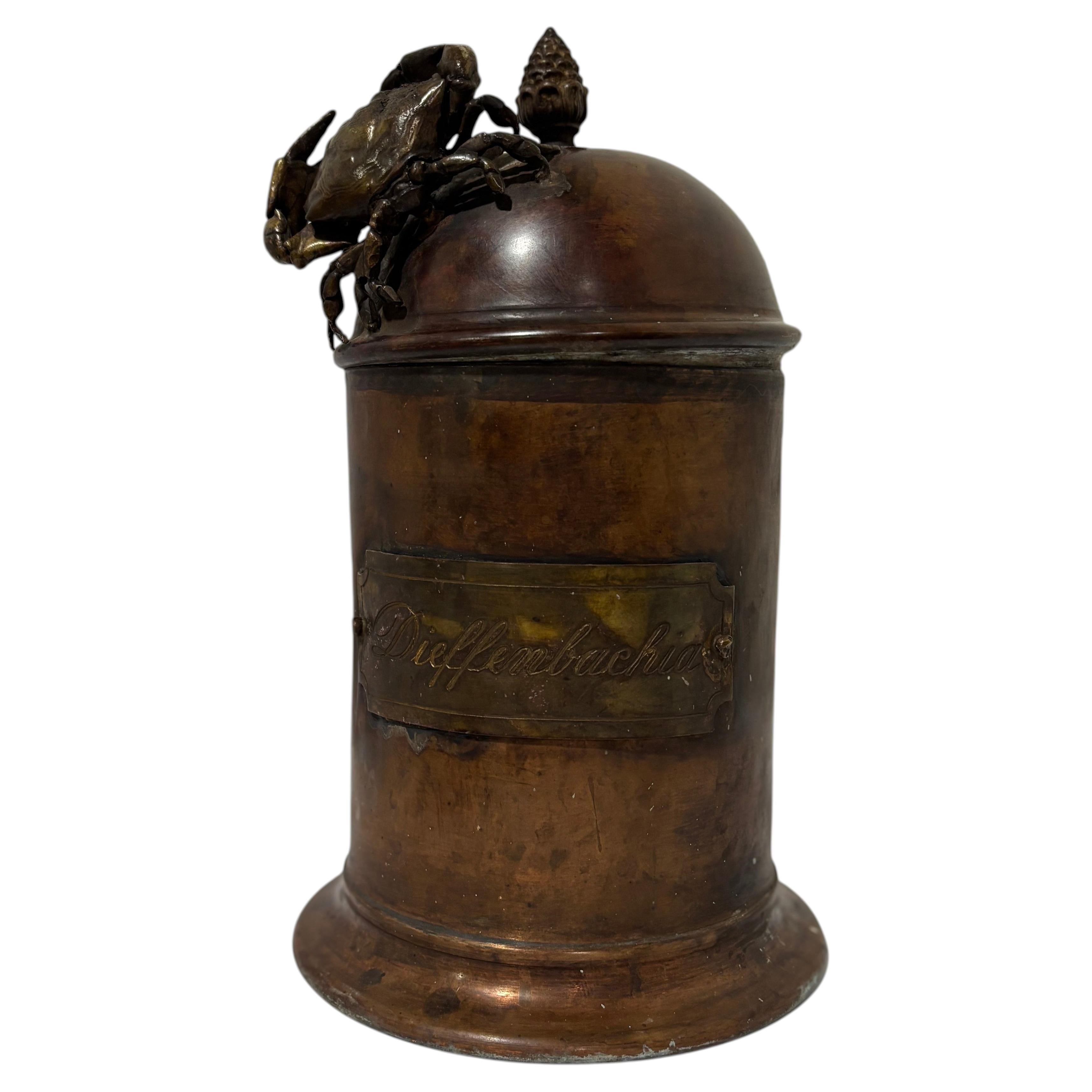 Copper Apothecary Jar with Sculptural Crab Finial
