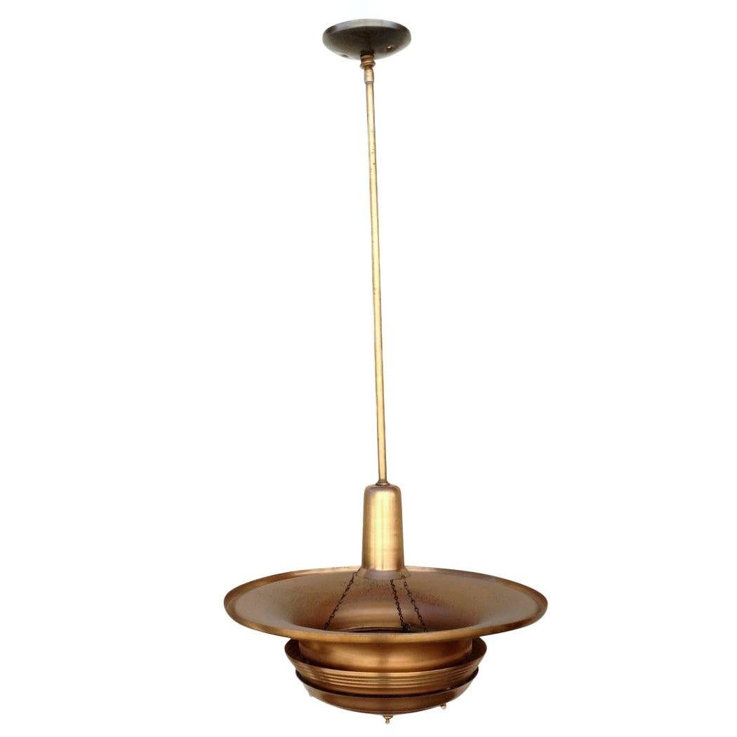 American Copper Art Deco Ceiling Hanging Pendant For Sale