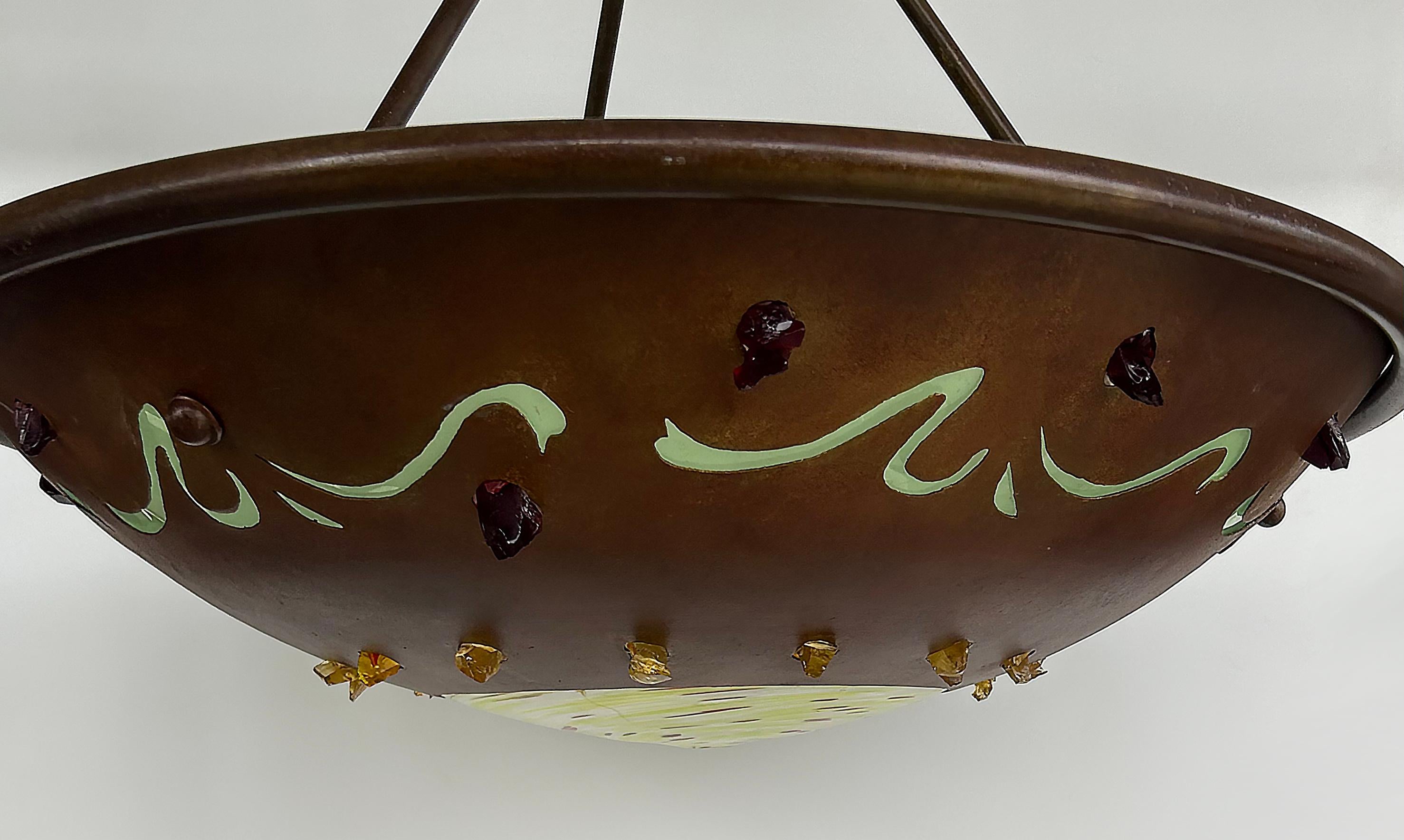 Lampadario a sospensione Copper Art Glass Studio Brutalist in vendita 5