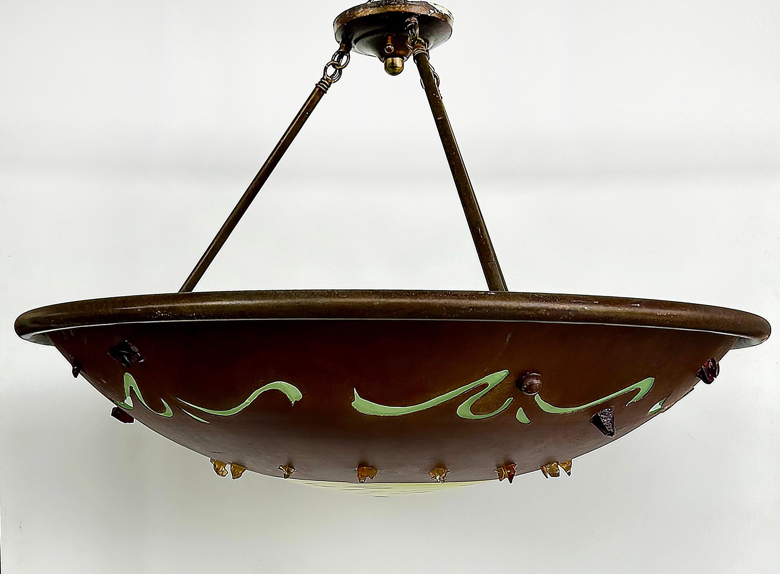 Lampadario a sospensione Copper Art Glass Studio Brutalist in vendita 6