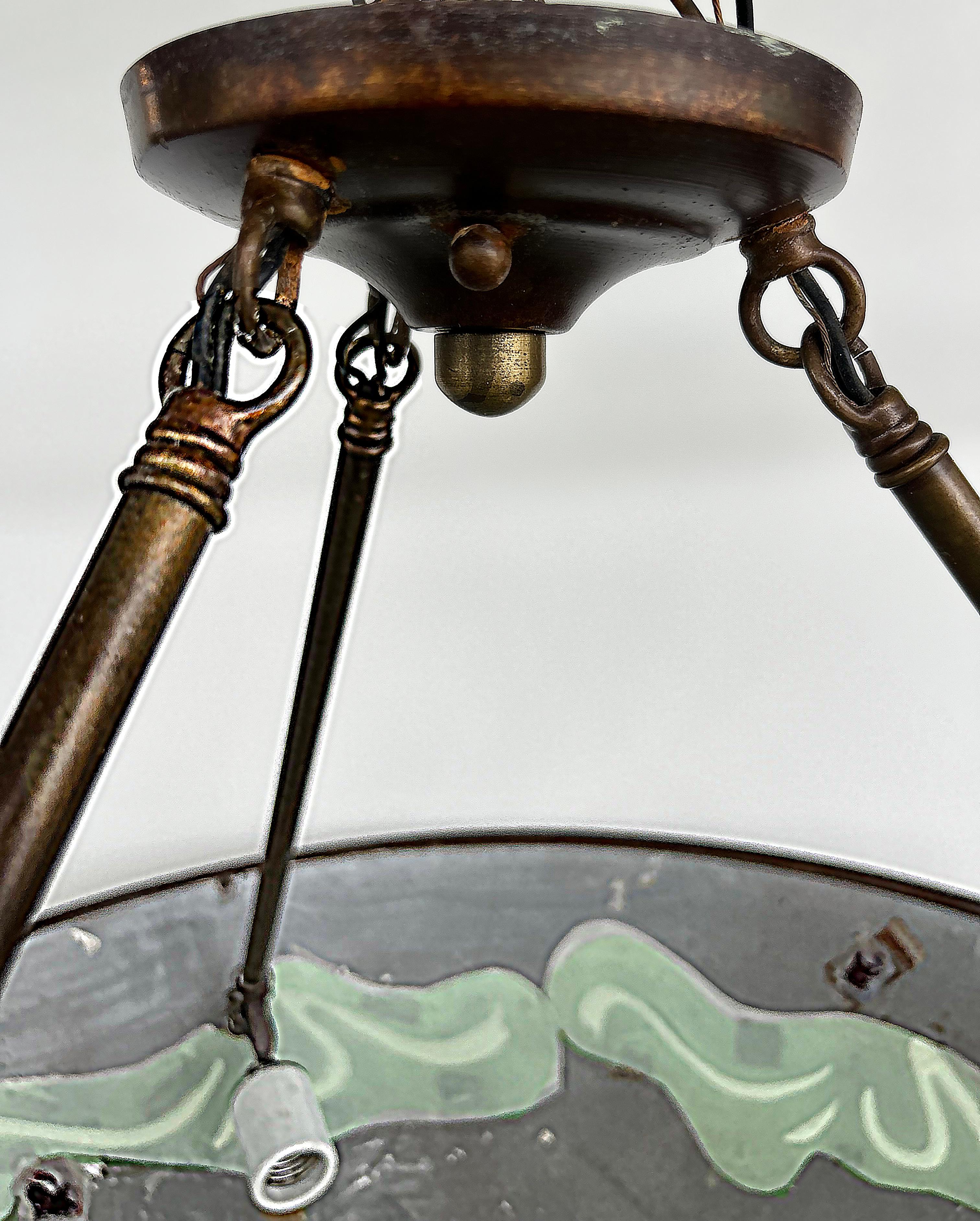 Lampadario a sospensione Copper Art Glass Studio Brutalist in vendita 7