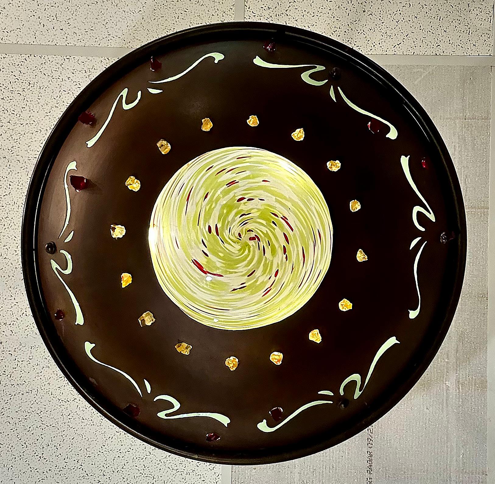 Lámpara de araña colgante de cobre Art Glass Studio Brutalista en venta 2