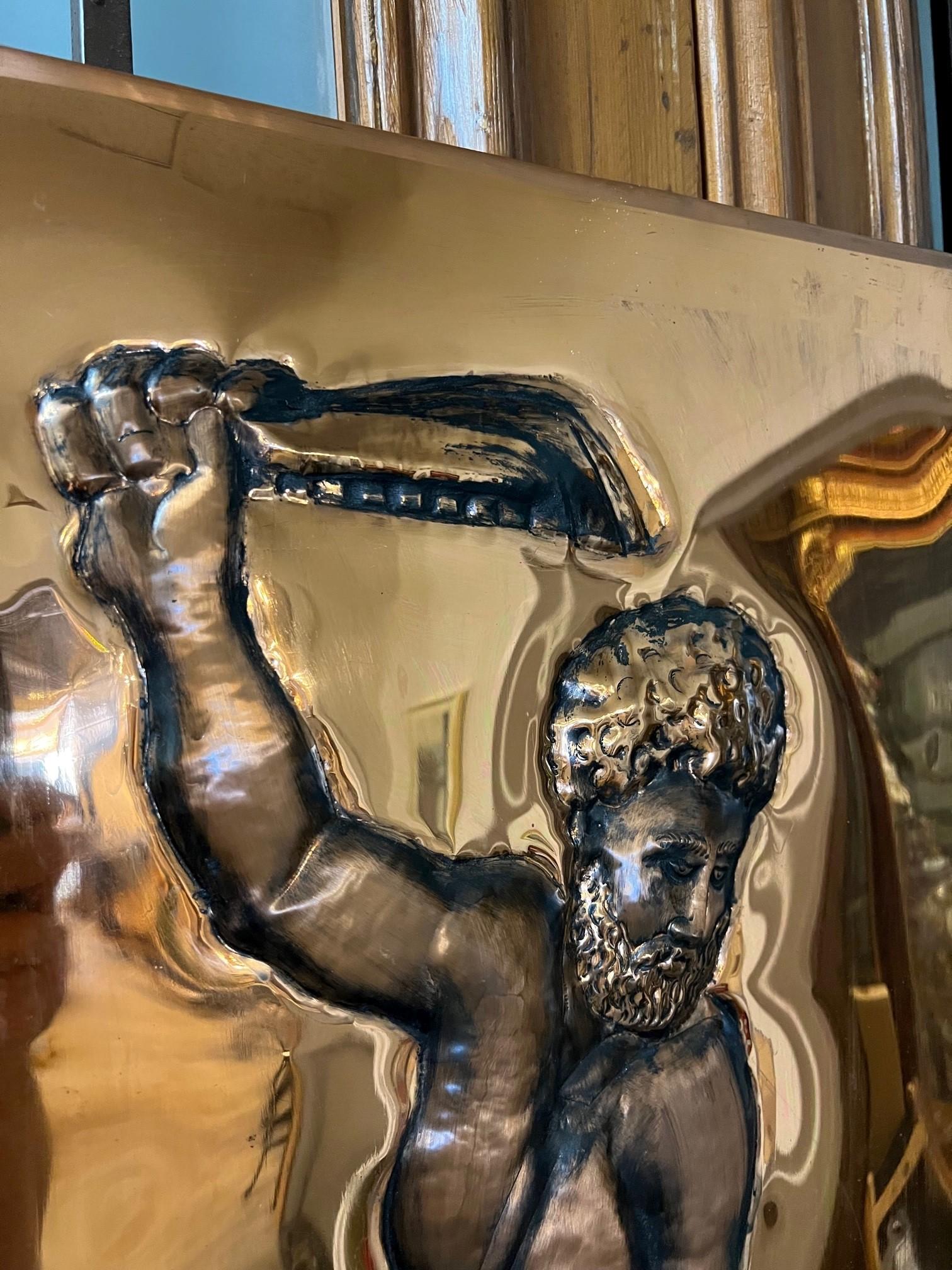 Irish Copper Art Panel Samson Slaying a Philistine by Tom Sharkey Dublin Ireland  For Sale
