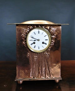 Copper Arts & Crafts French Mantel Clock
