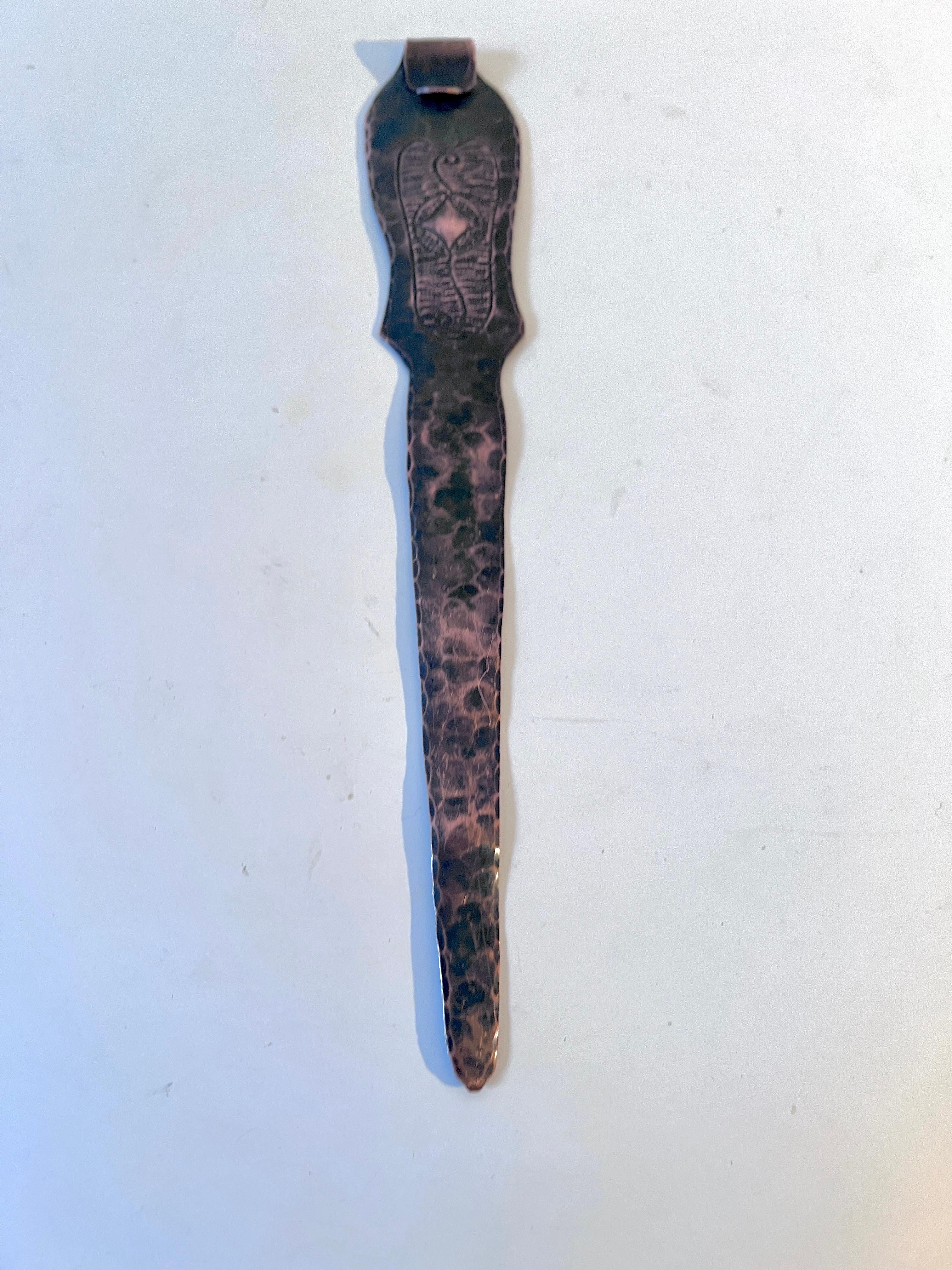 Copper Arts and Crafts Letter Opener in the Style of Roycroft For Sale 1