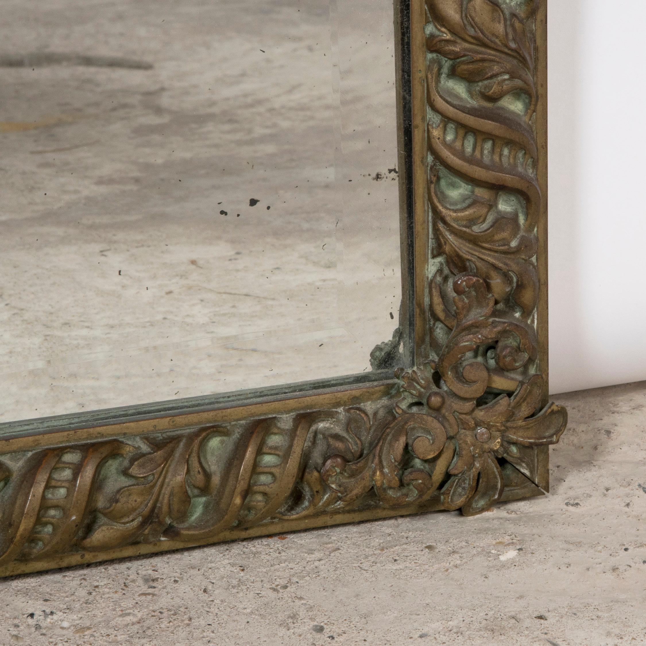 Hand-Crafted Copper Arts & Crafts Style Rectangular Mirror, Early 20th C For Sale