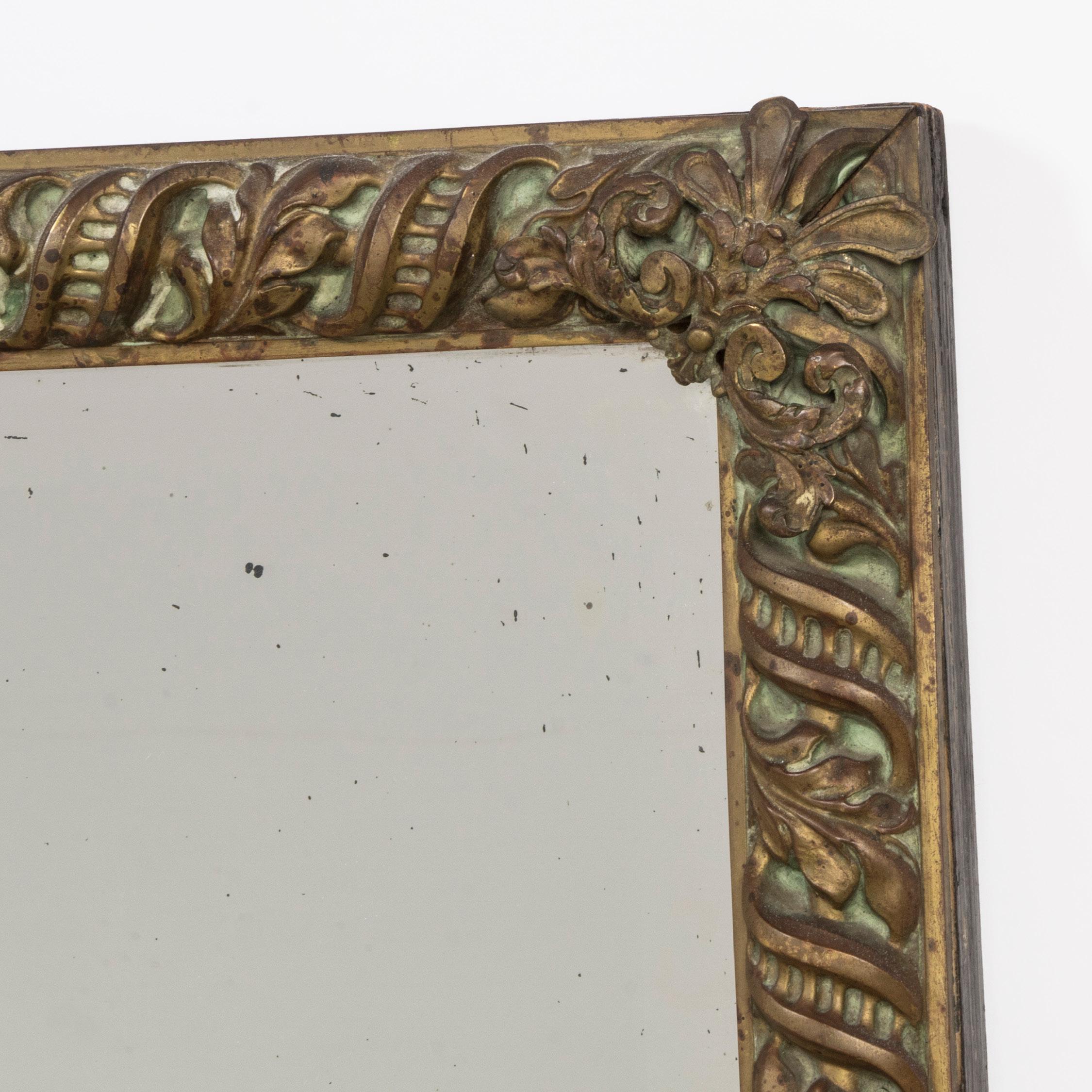 Copper Arts & Crafts Style Rectangular Mirror, Early 20th C For Sale 1