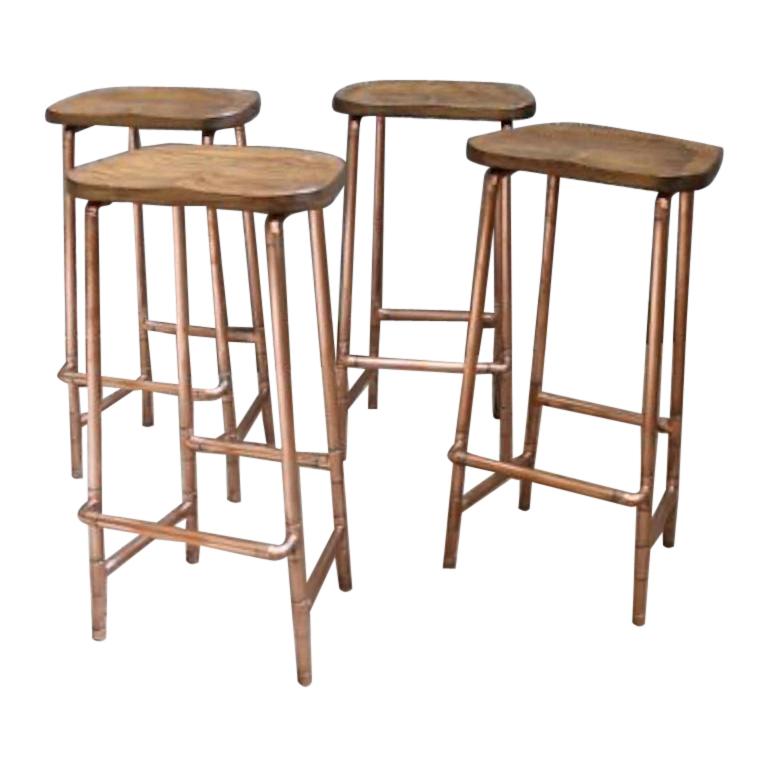 Copper Bar Stools, Handmade, 20th Century For Sale at 1stDibs