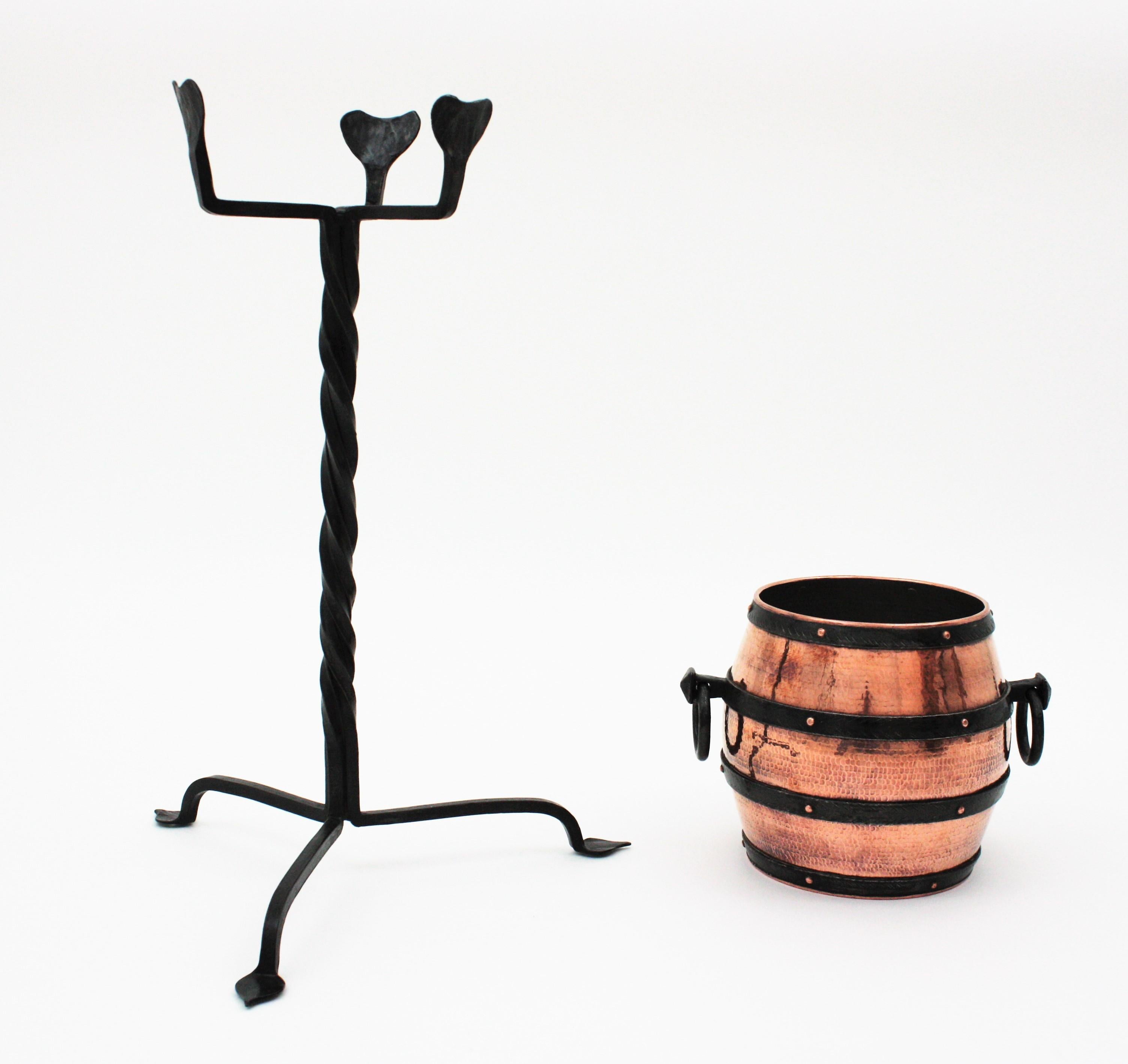 copper ice bucket with stand