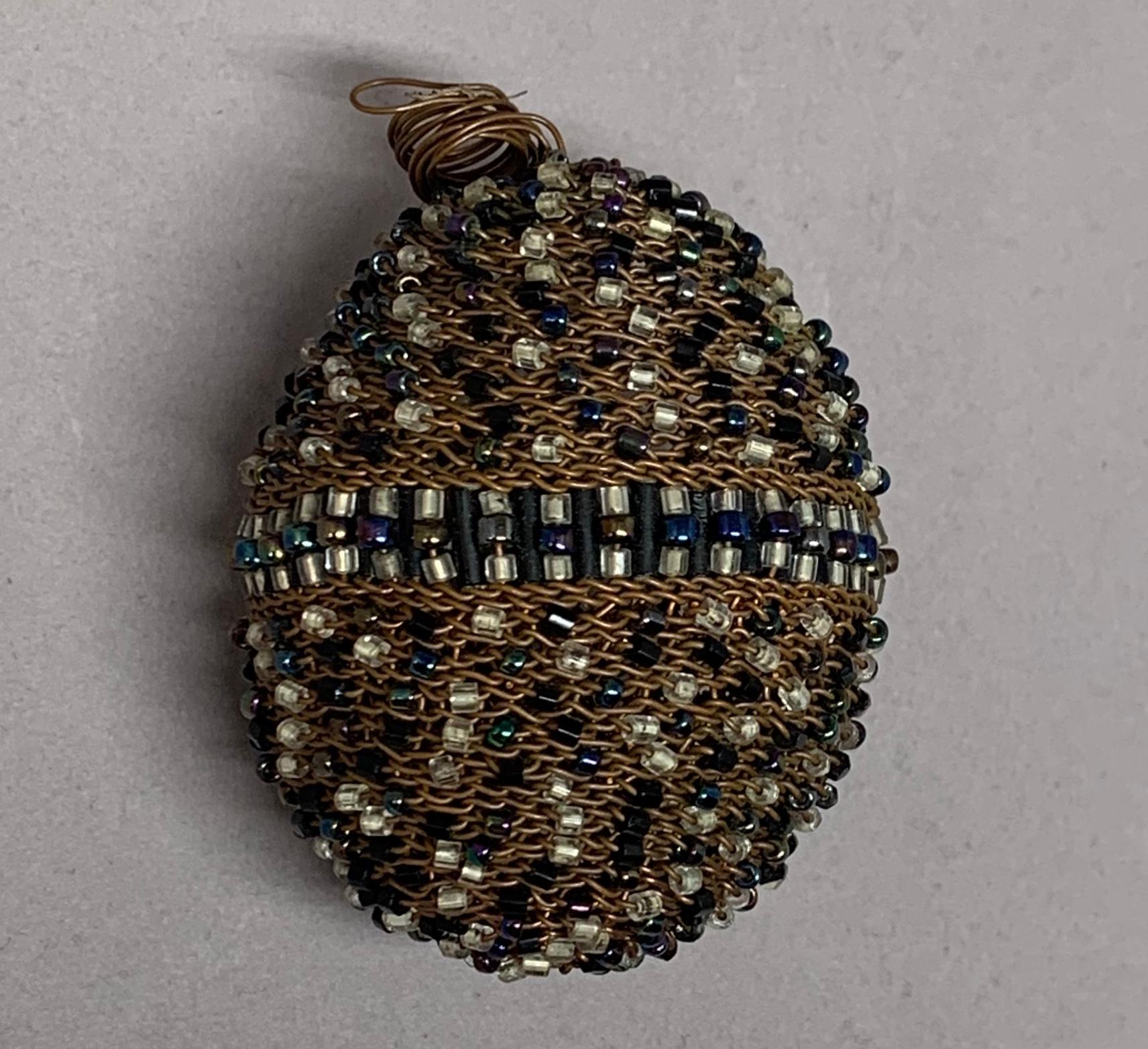 Contemporary Copper Beaded Egg with Nest For Sale