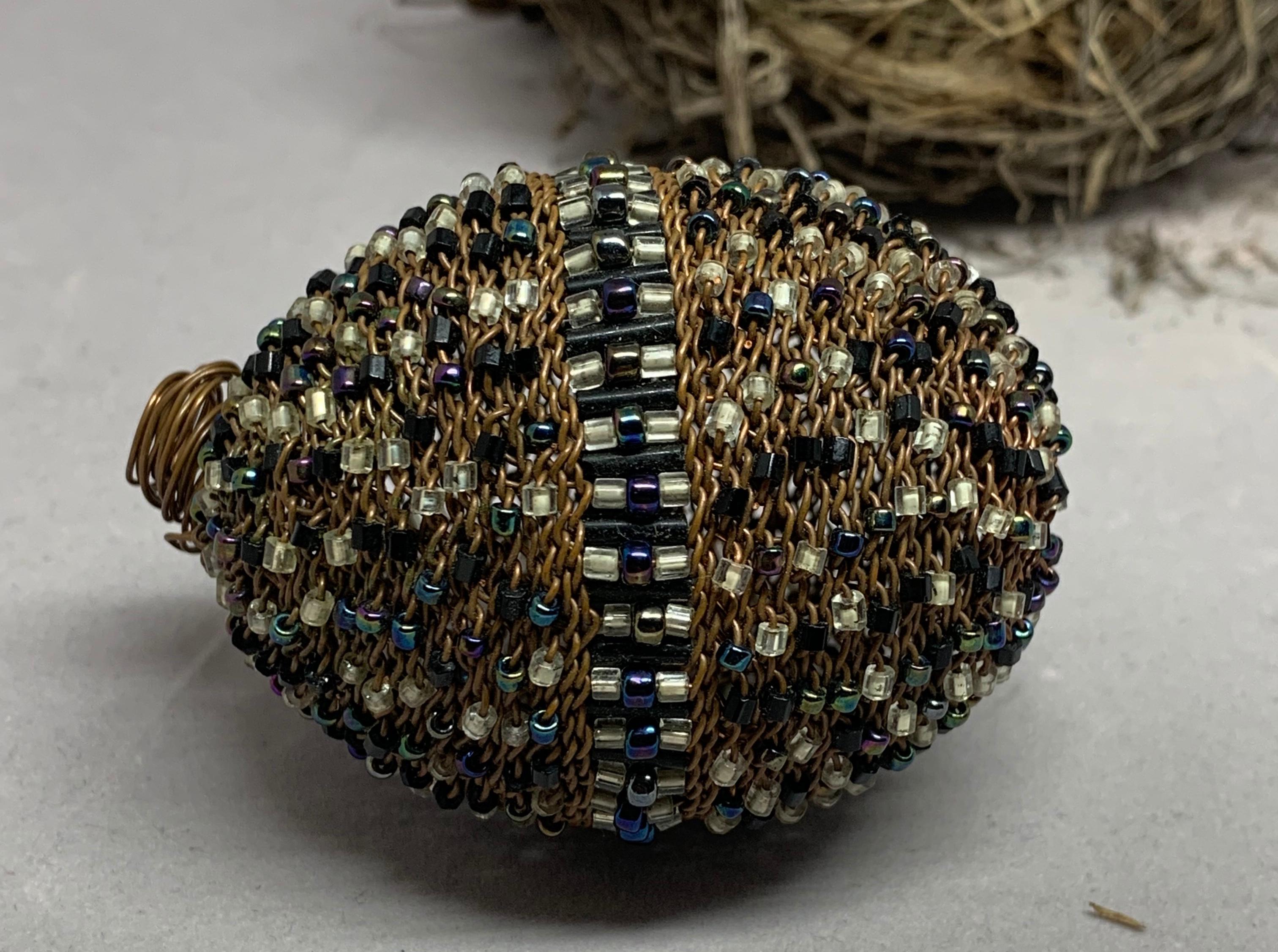Copper Beaded Egg with Nest For Sale 1