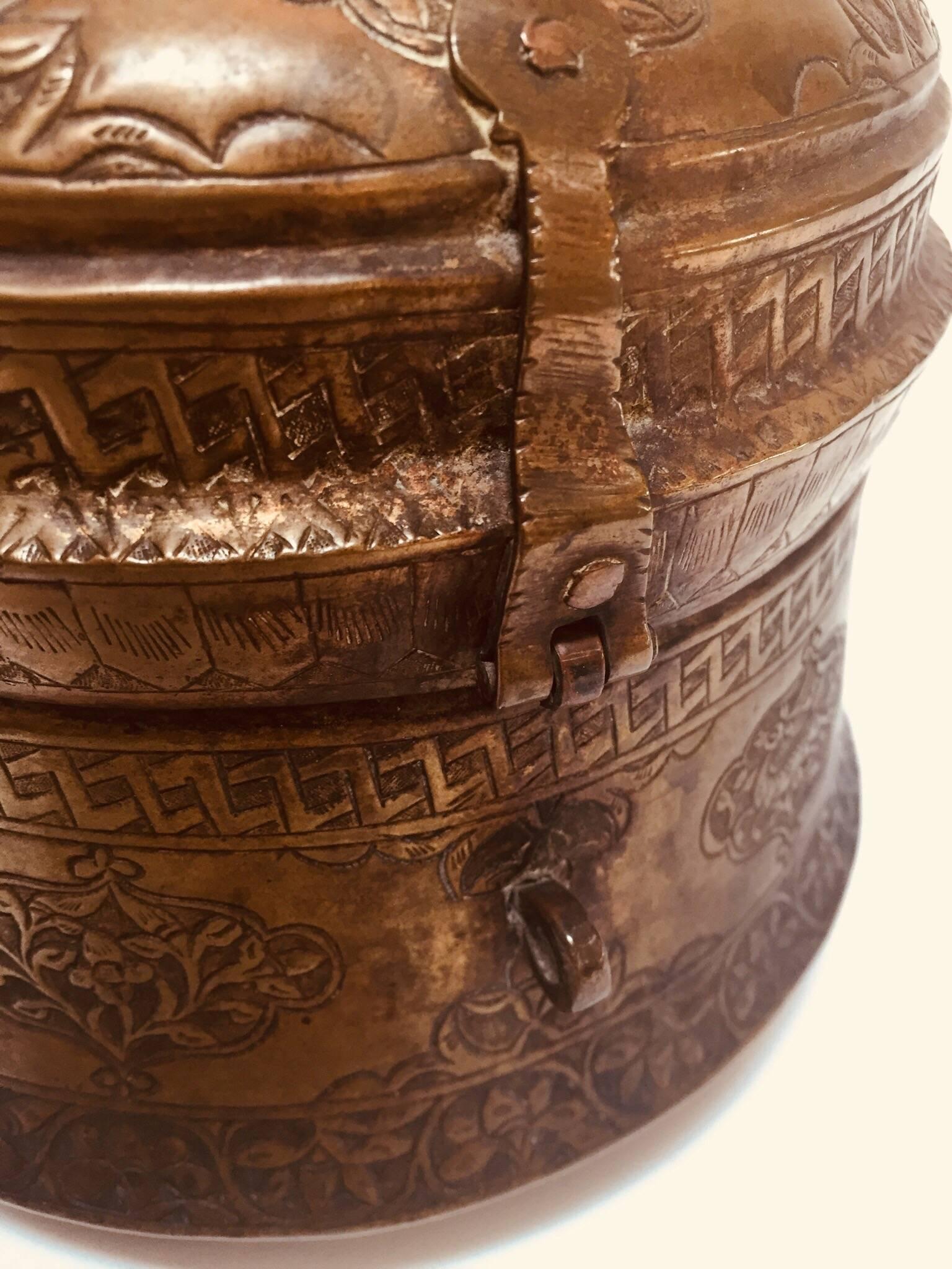 20th Century Copper Betel Nut Lidded Trinket Box