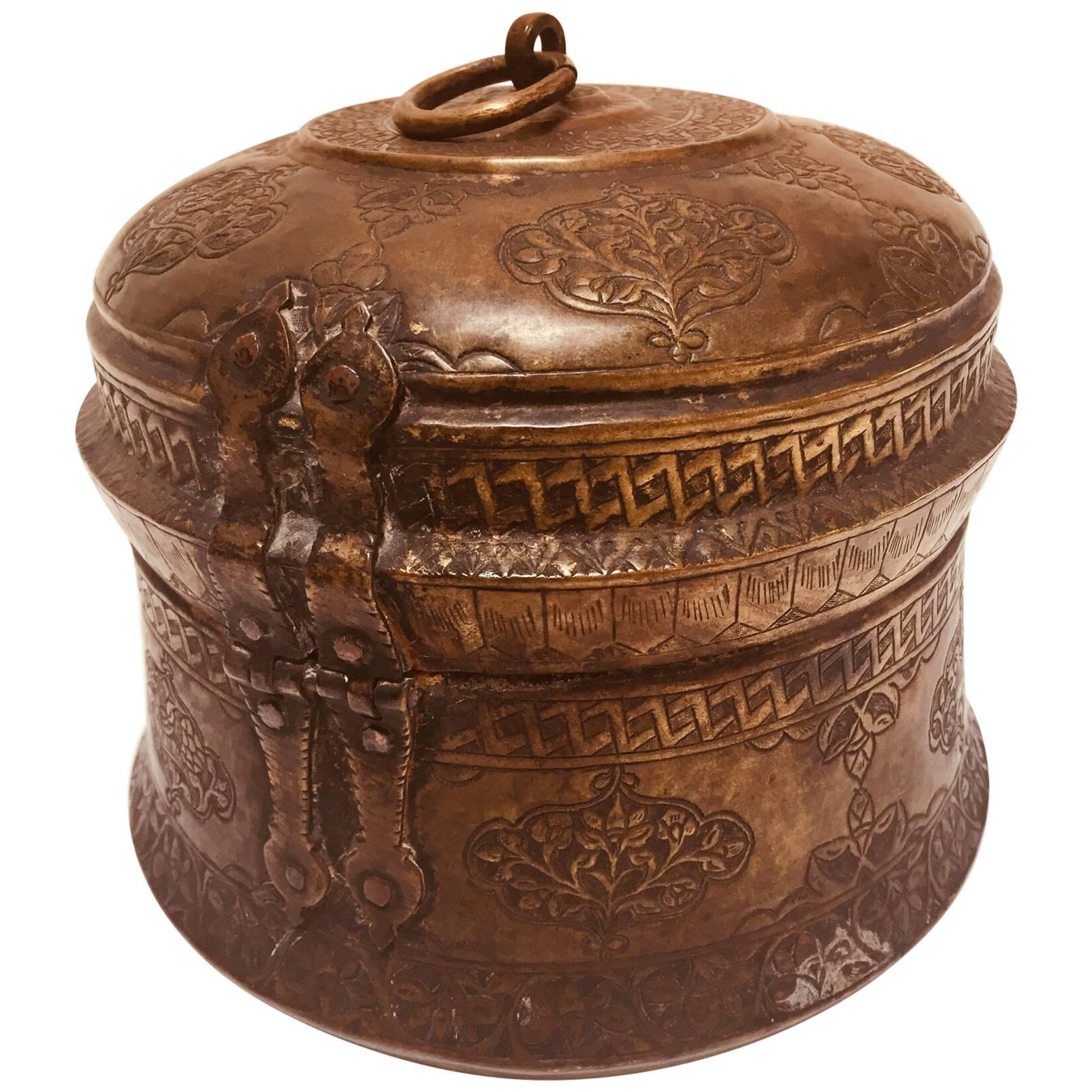 Copper Betel Nut Lidded Trinket Box