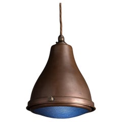 Copper & Blue Glass Pendant, England circa 1950