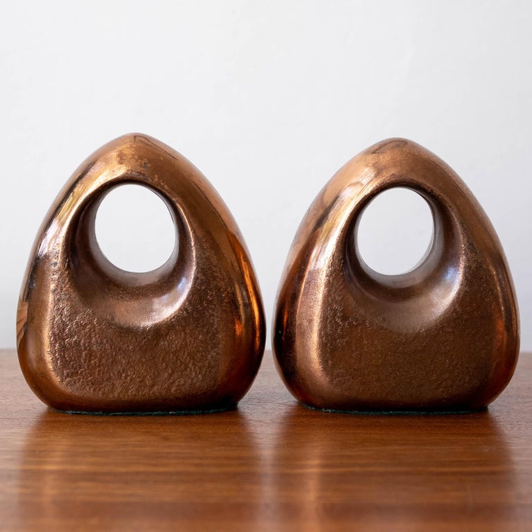 20th Century Copper Bookends by Ben Seibel for Jenfred-Ware For Sale