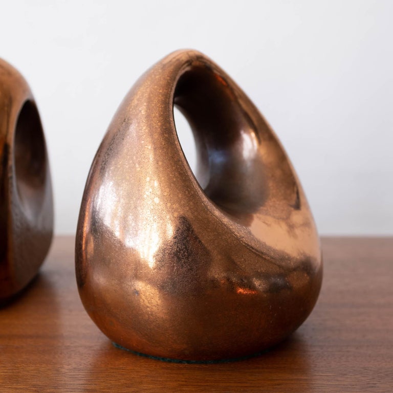 Brass Copper Bookends by Ben Seibel for Jenfred-Ware For Sale