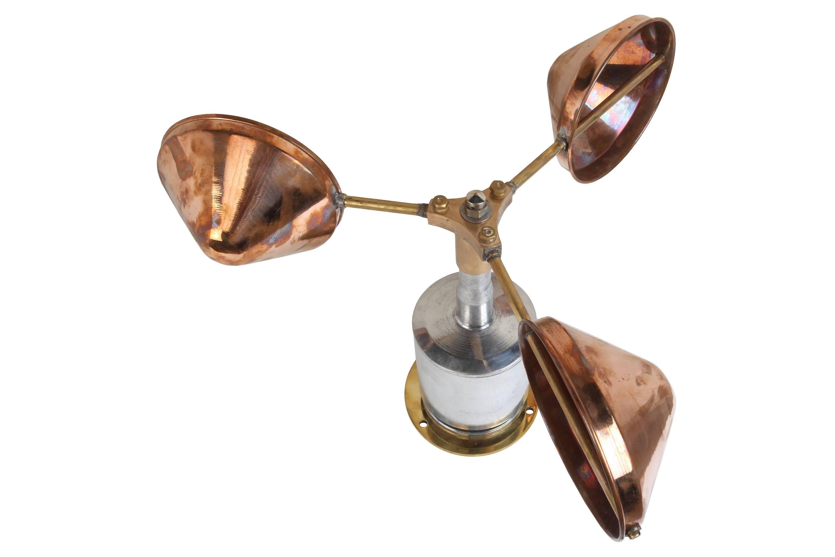 European Copper, Brass and Chrome Ship's Anemometer, Midcentury