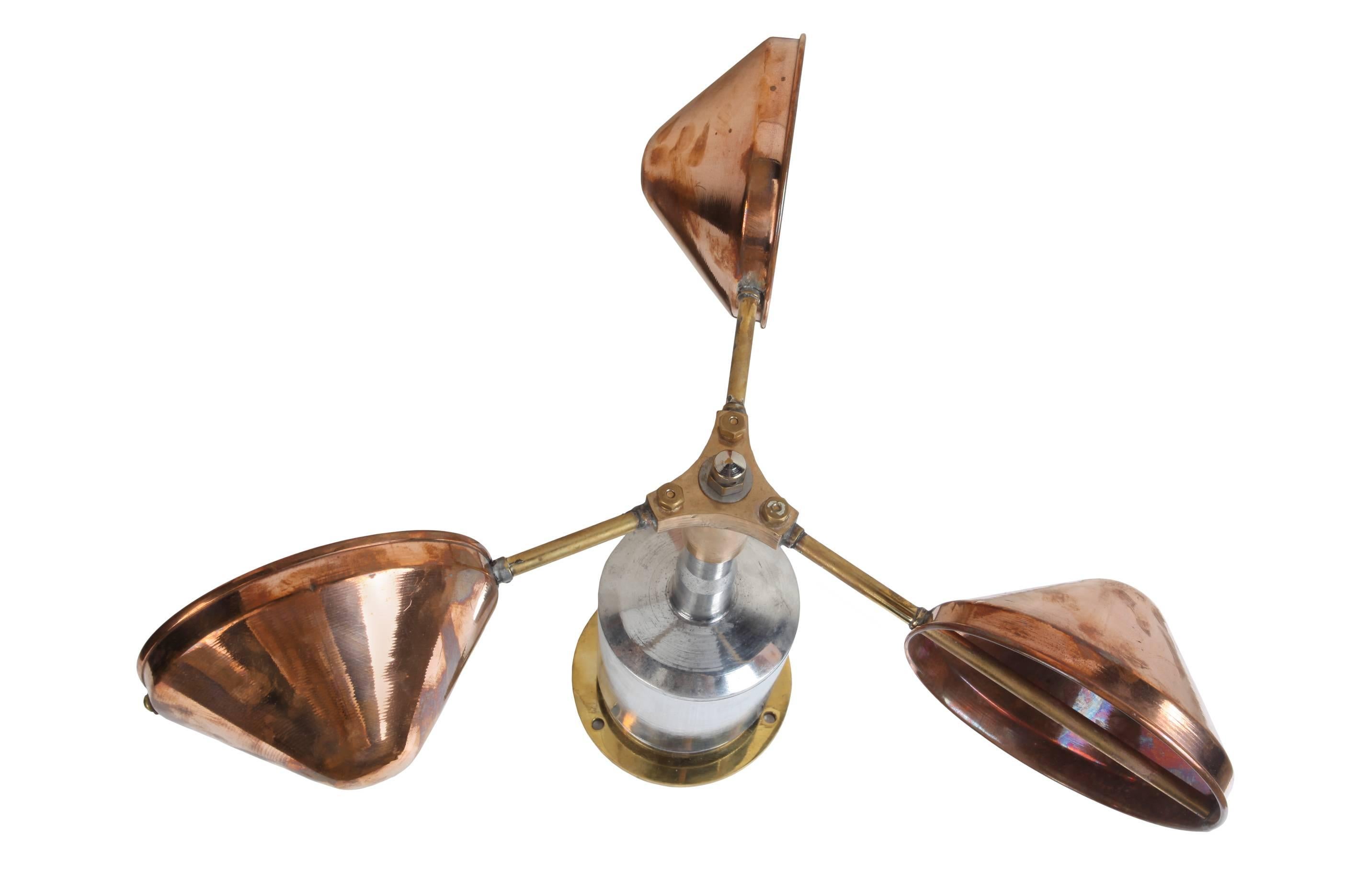 Copper, Brass and Chrome Ship's Anemometer, Midcentury In Good Condition In Nantucket, MA