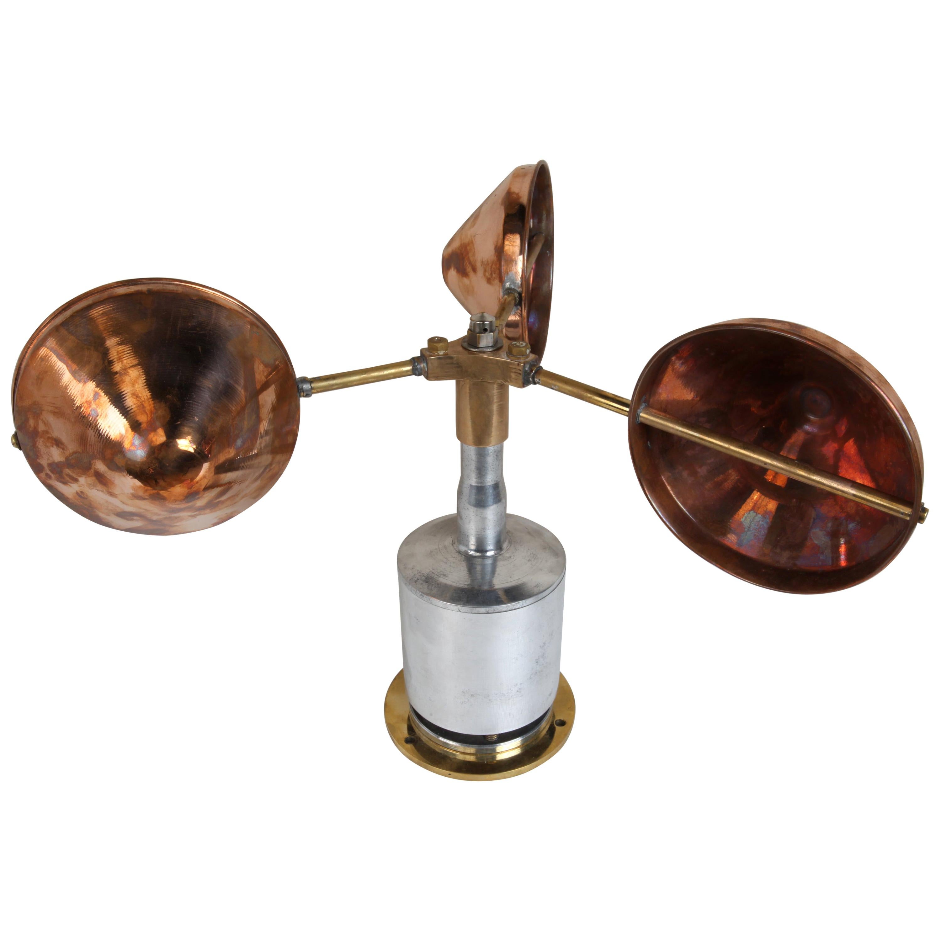 Copper, Brass and Chrome Ship's Anemometer, Midcentury