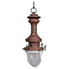 Copper, Brass and Glass Antique Industrial Pendant Light
