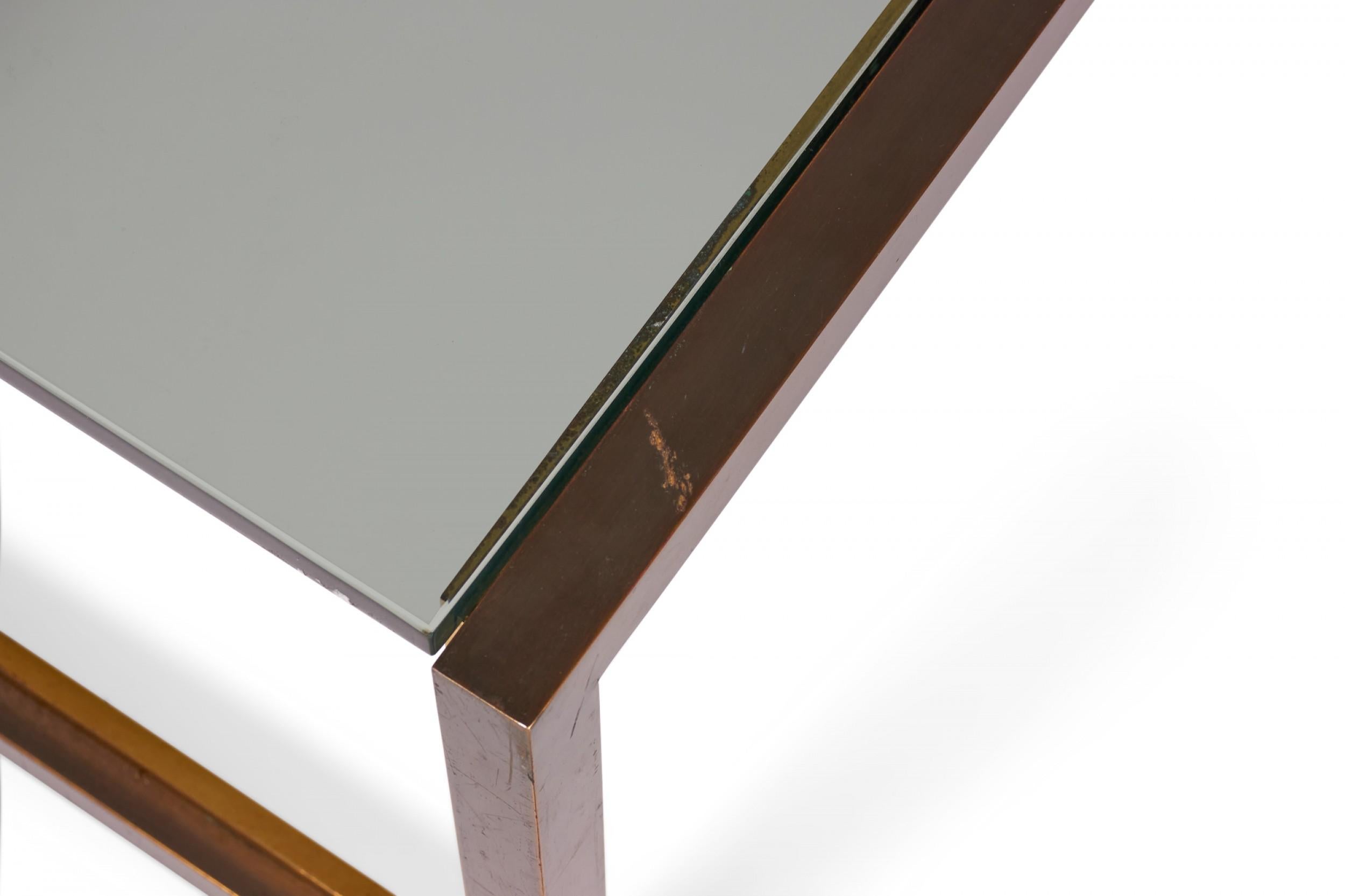 Copper, Brass, and Smoked Glass Coffee / Cocktail Table For Sale 2