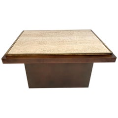 Copper, Brass and Travertin End Table by Belgo Chrome