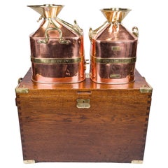 copper & brass imperial standard check pump petrol measures in oak case
