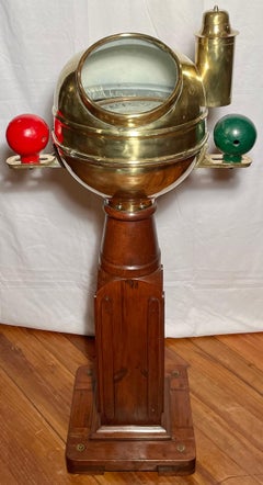 Copper & Brass Ship's Binnacle with Compass & Lantern, circa 1940s-1950s