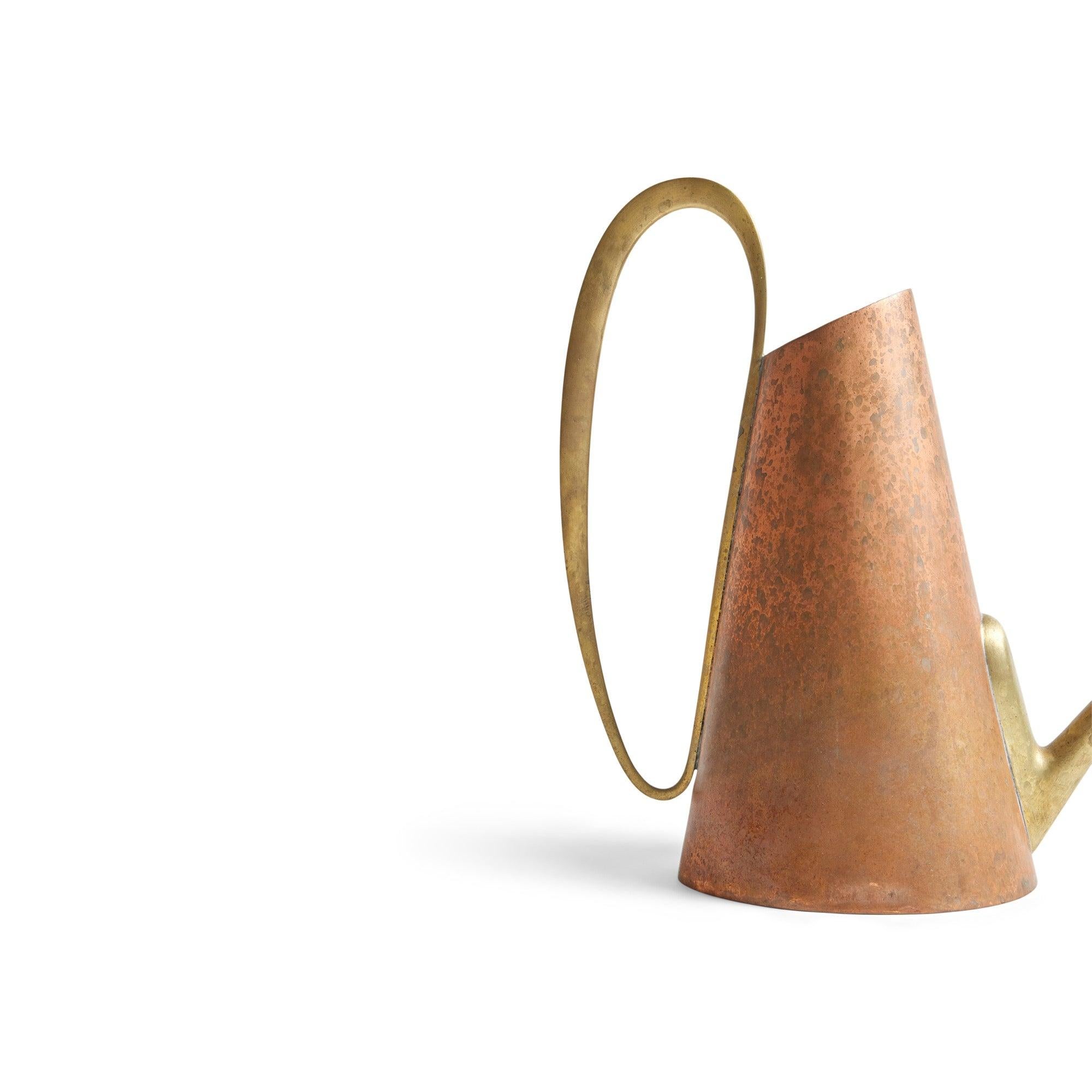 Copper Brass Watering Can In Style of Karl Hagenauer for Illums Bolighus, 1960s In Fair Condition For Sale In Sagaponack, NY