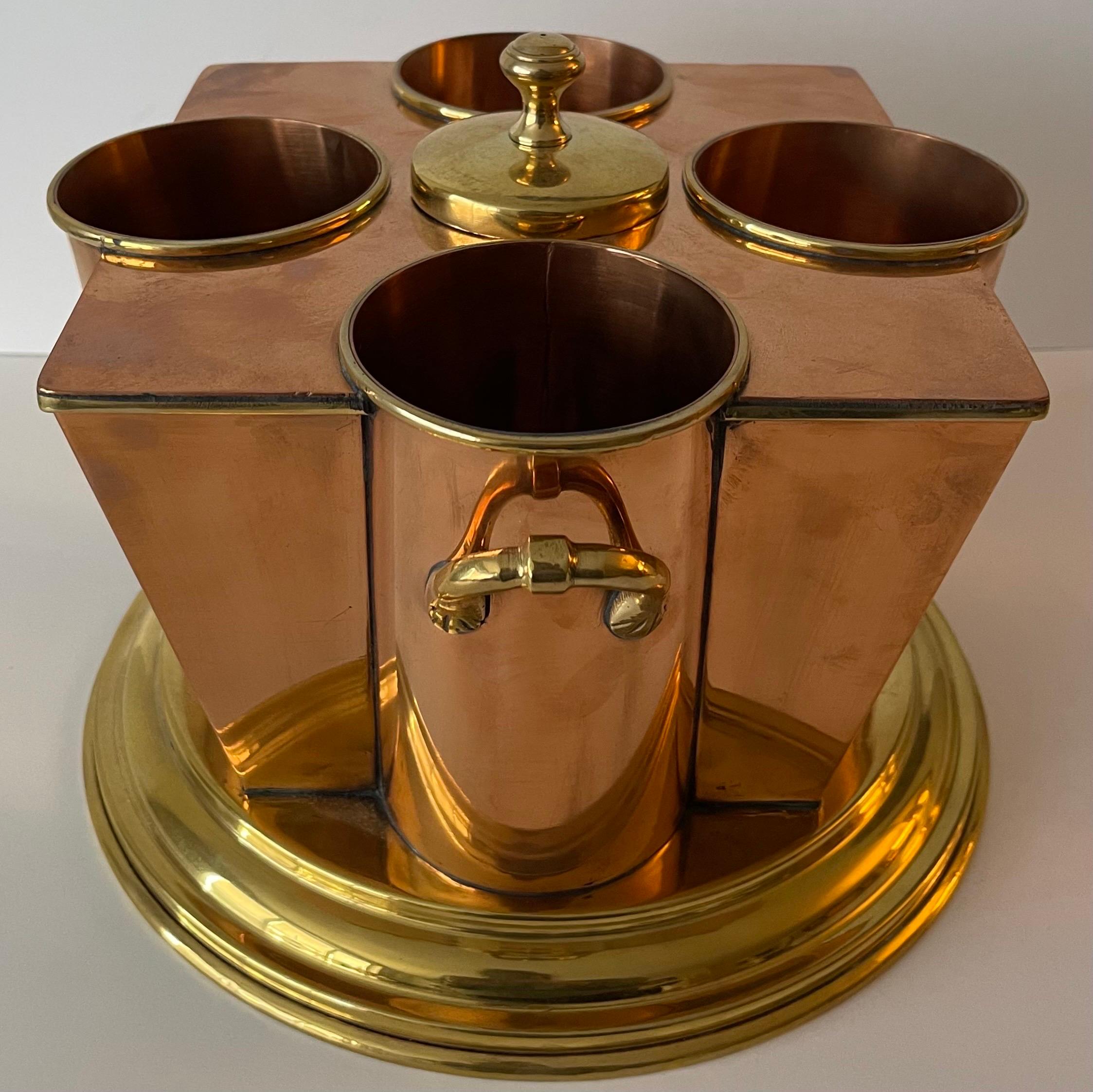 Mid-20th Century Copper & Brass Wine Bottle Holder Cooler