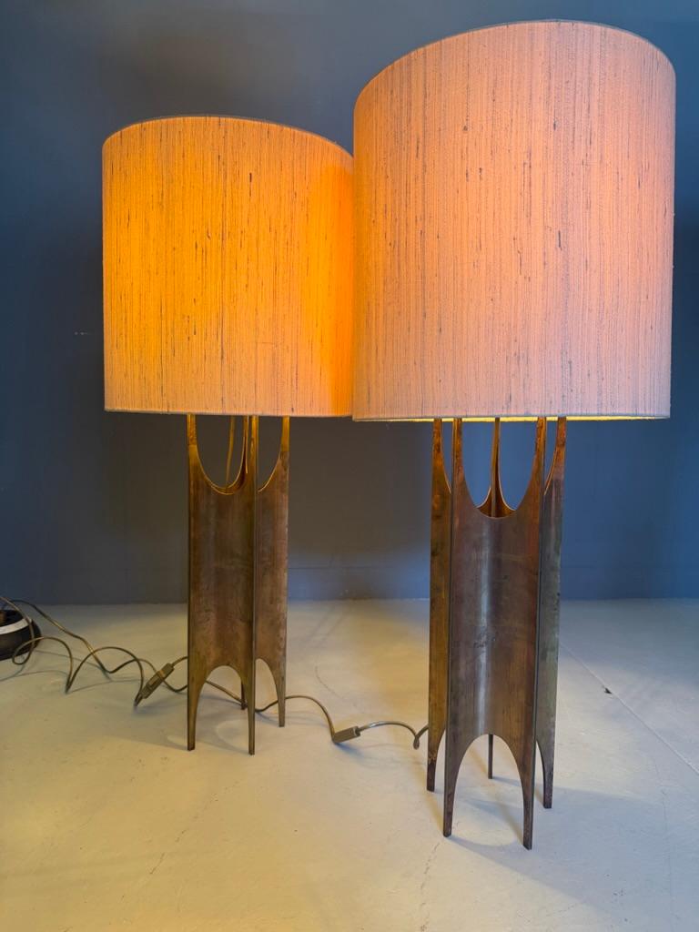 Pair of brutalist table lamps-organic shape, Maurizio Tempestini style- Italy In Good Condition In The Hague, NL