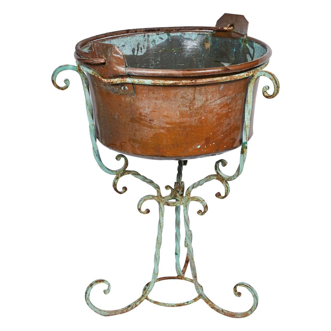 Hammered Copper Water Pot on Stand For Sale at 1stDibs