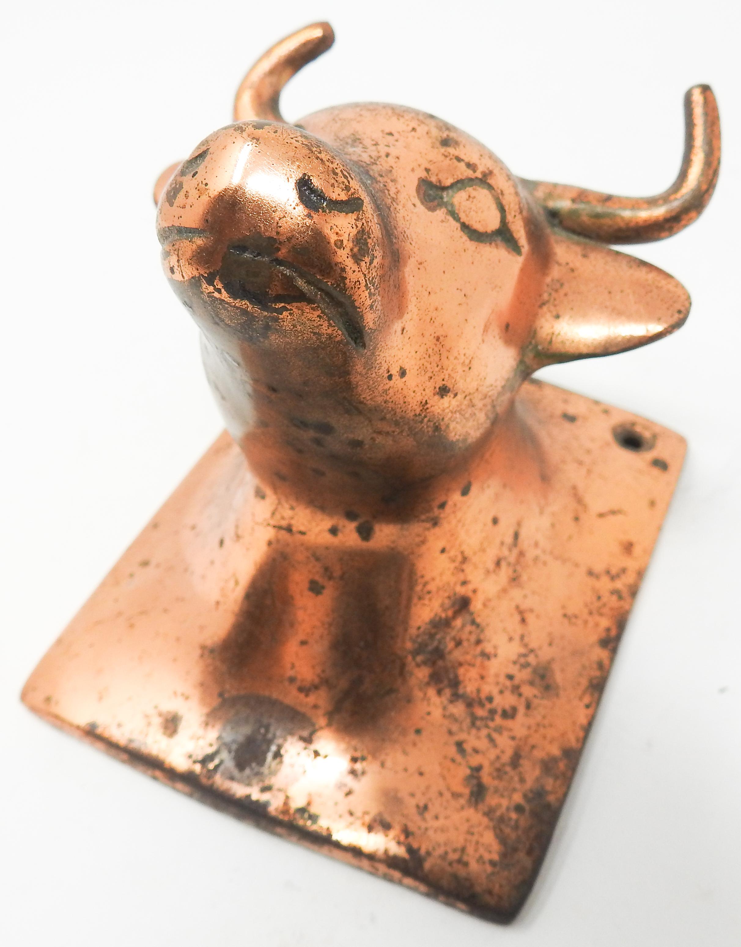 Metalwork Copper Bull Head Apron Hook For Sale