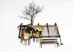 Copper 'Bus Stop' Wall Sculpture by Curtis Jeré, 1970s