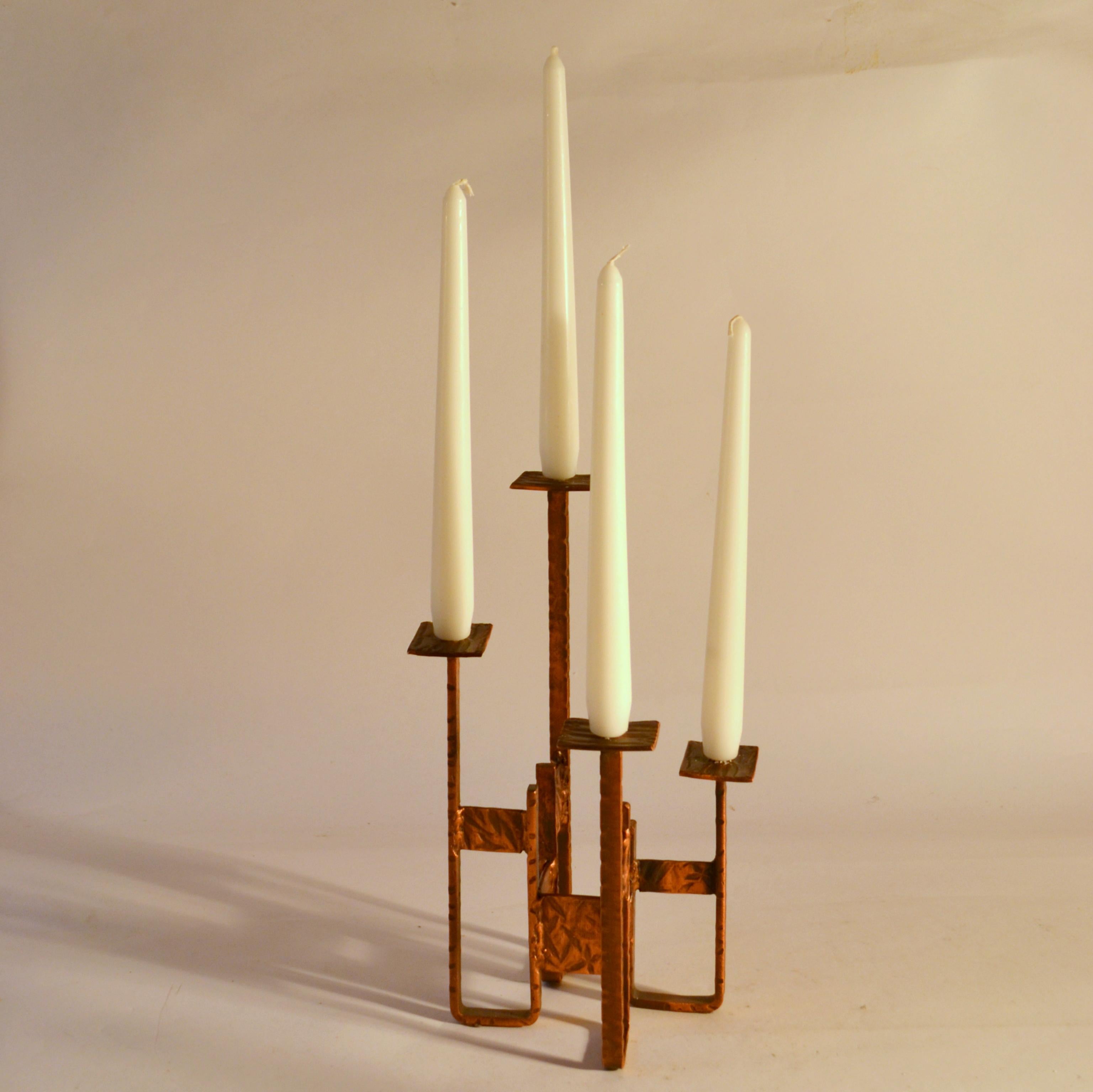 Copper Candelabra for Four Candles For Sale 2