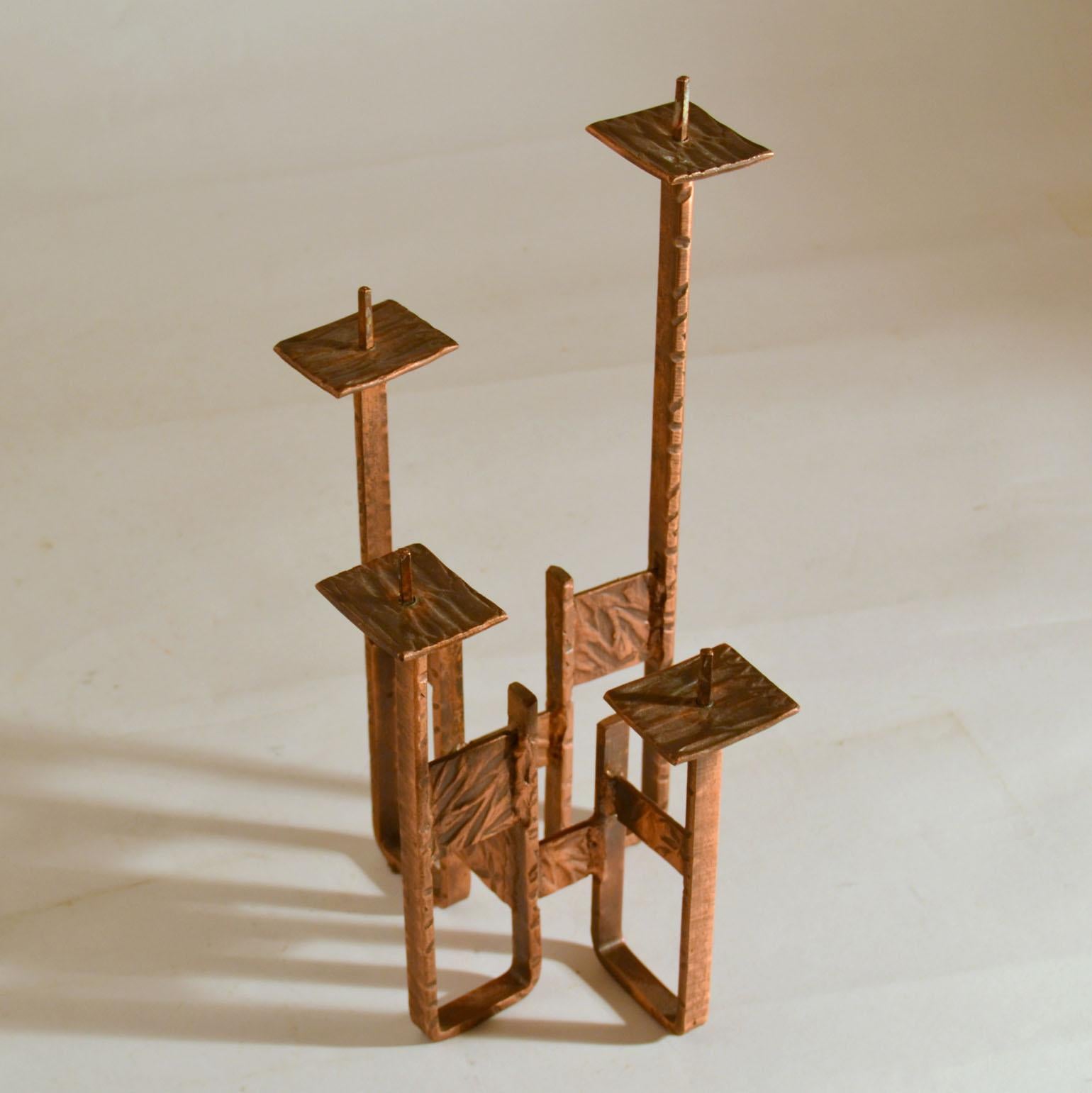 Copper Candelabra for Four Candles In Excellent Condition For Sale In London, GB