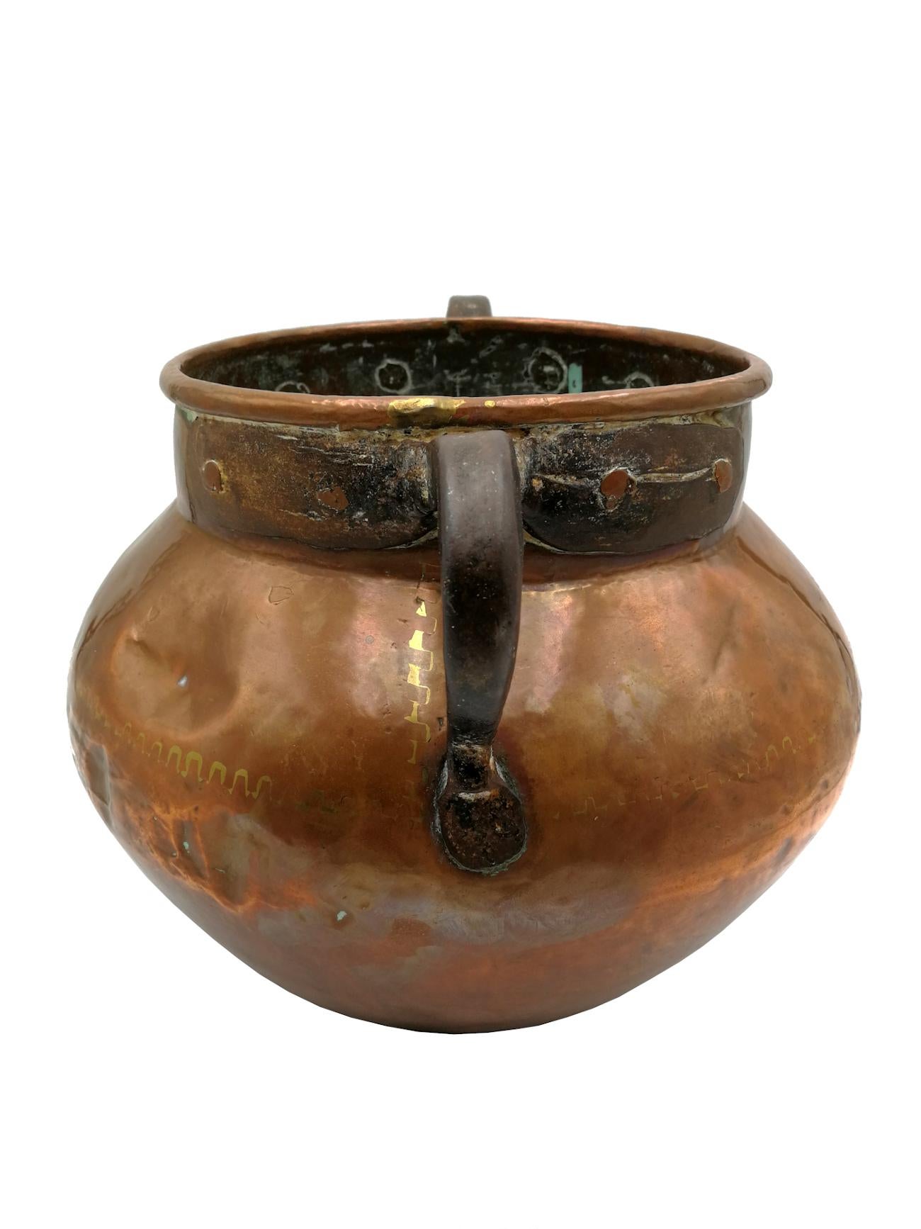 Spanish Copper Cauldron 19th Century For Sale