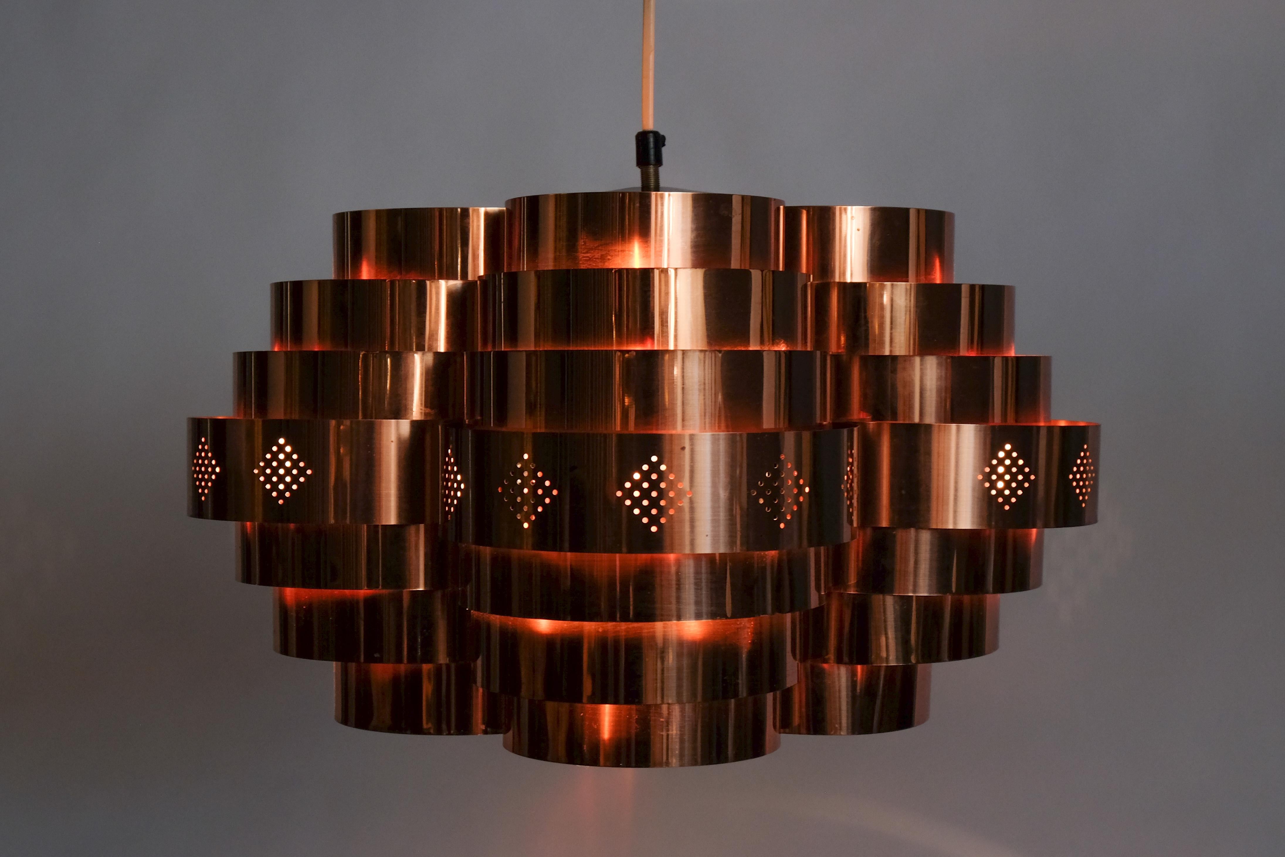 Scandinavian Modern Copper Ceiling Pendant, Sweden, 1970s For Sale
