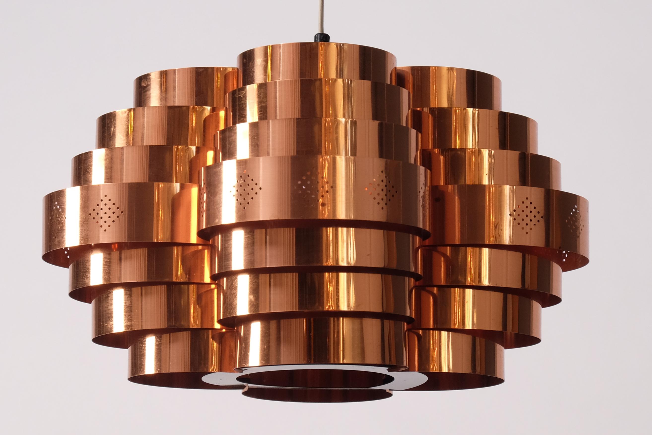 Copper Ceiling Pendant, Sweden, 1970s In Good Condition For Sale In Stockholm, SE