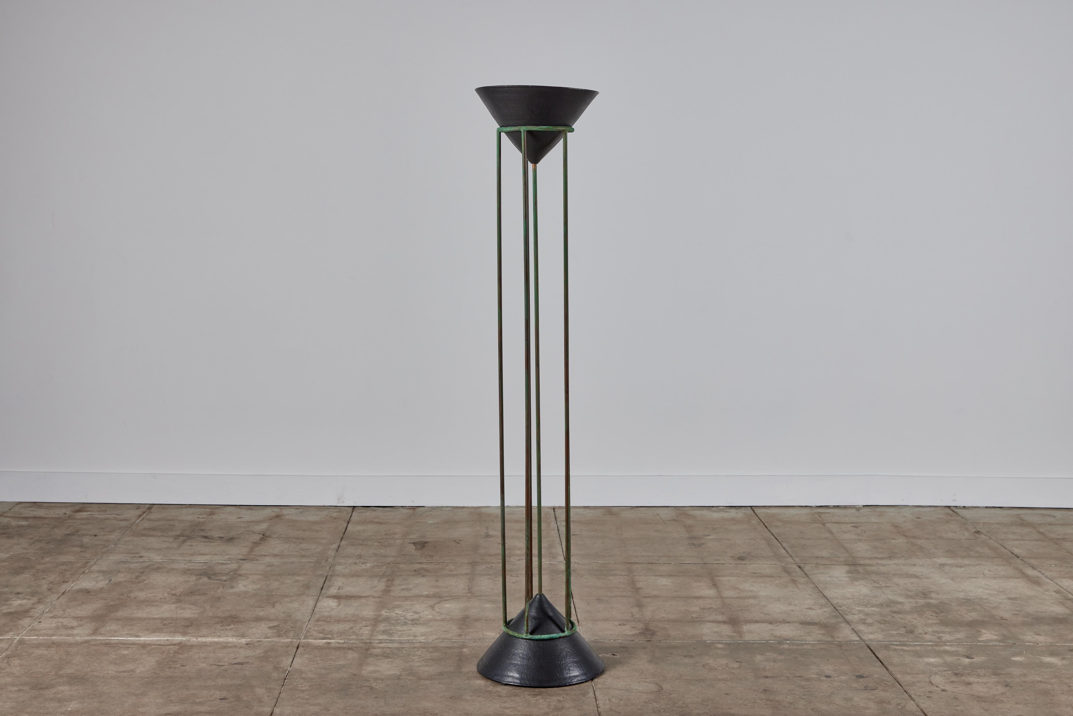 Post-Modern Copper & Ceramic Postmodern Floor Lamp For Sale