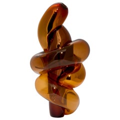 Copper Charm - Closer No 61, amber & orange glass sculpture by Markus Emilsson