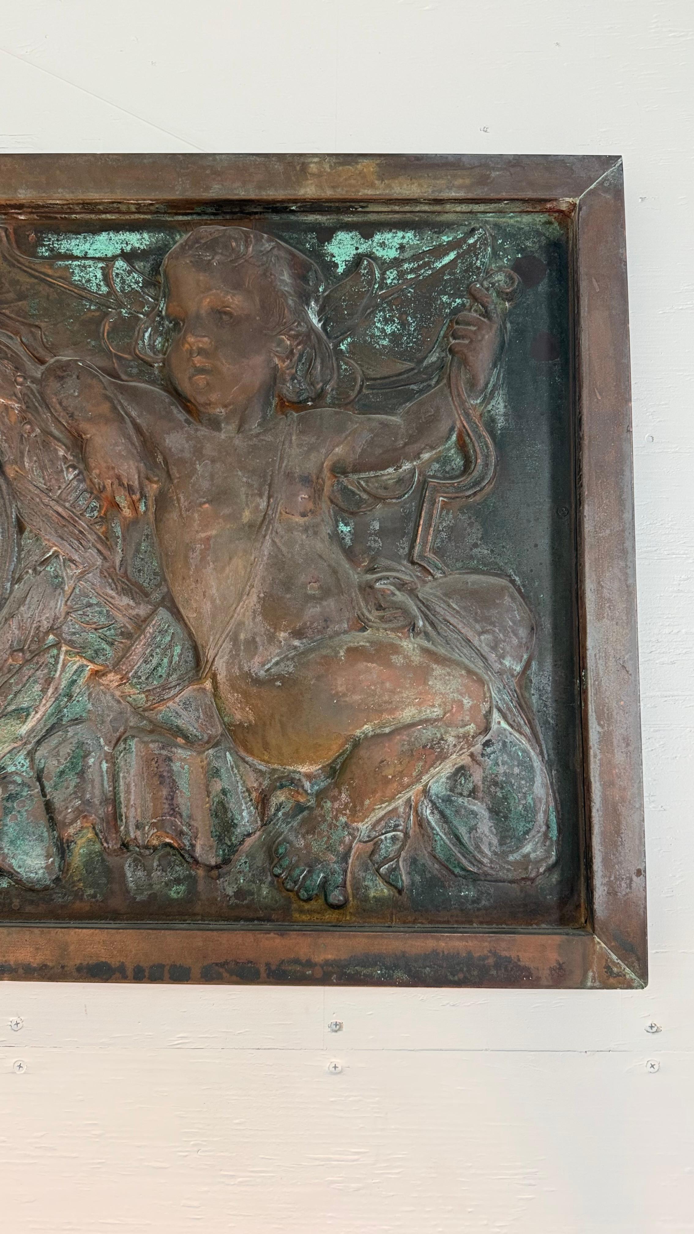 Rilievo Cherubino in rame In condizioni buone in vendita a Atlanta, GA