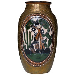 Copper Clad Ceramic Vase