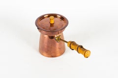 Caffettiera in rame con manico in bambù 1950 circa