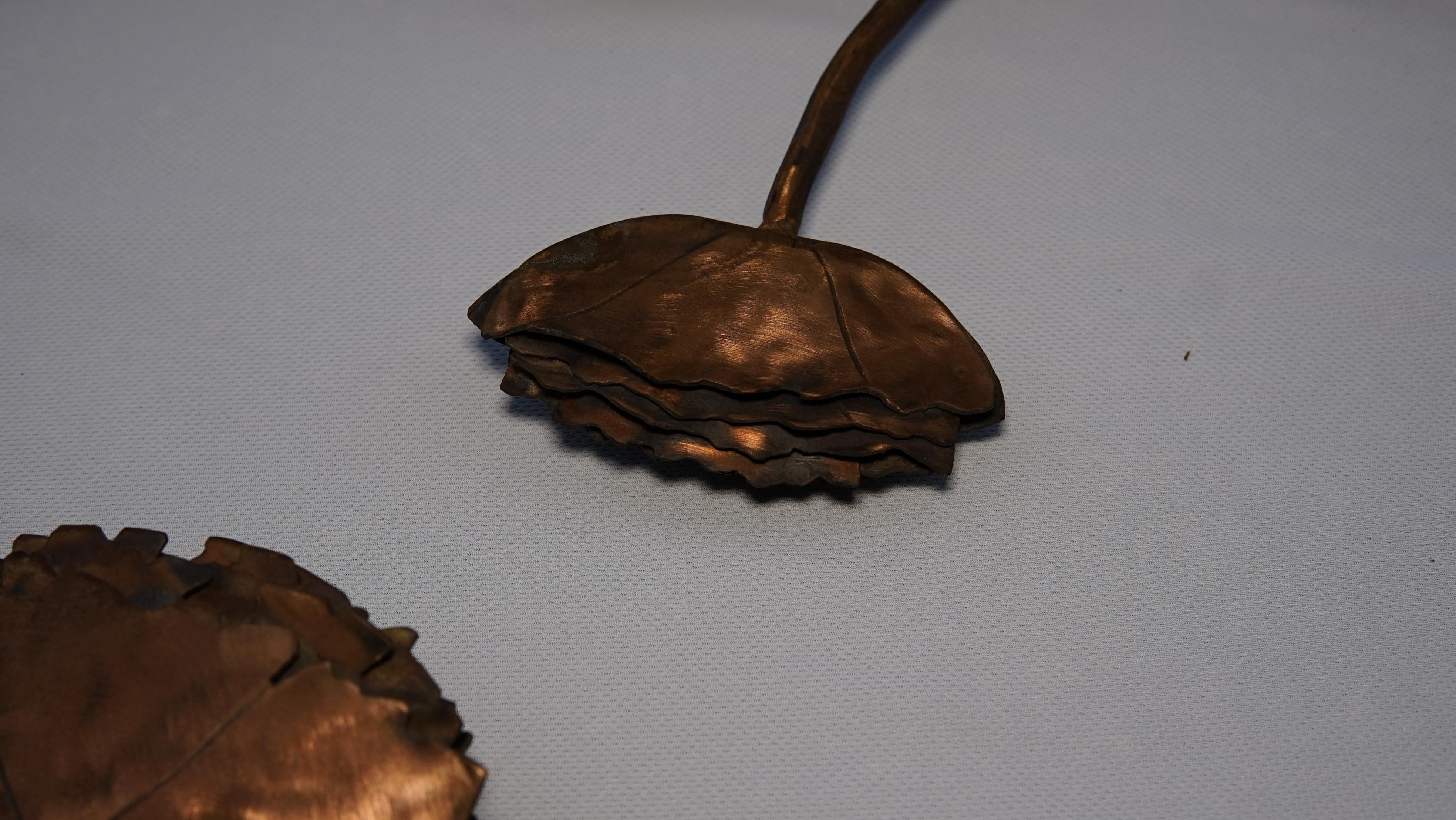 Copper Monumental Collectible Hand-Forged Signed Leaf and Floral Sculpture  6