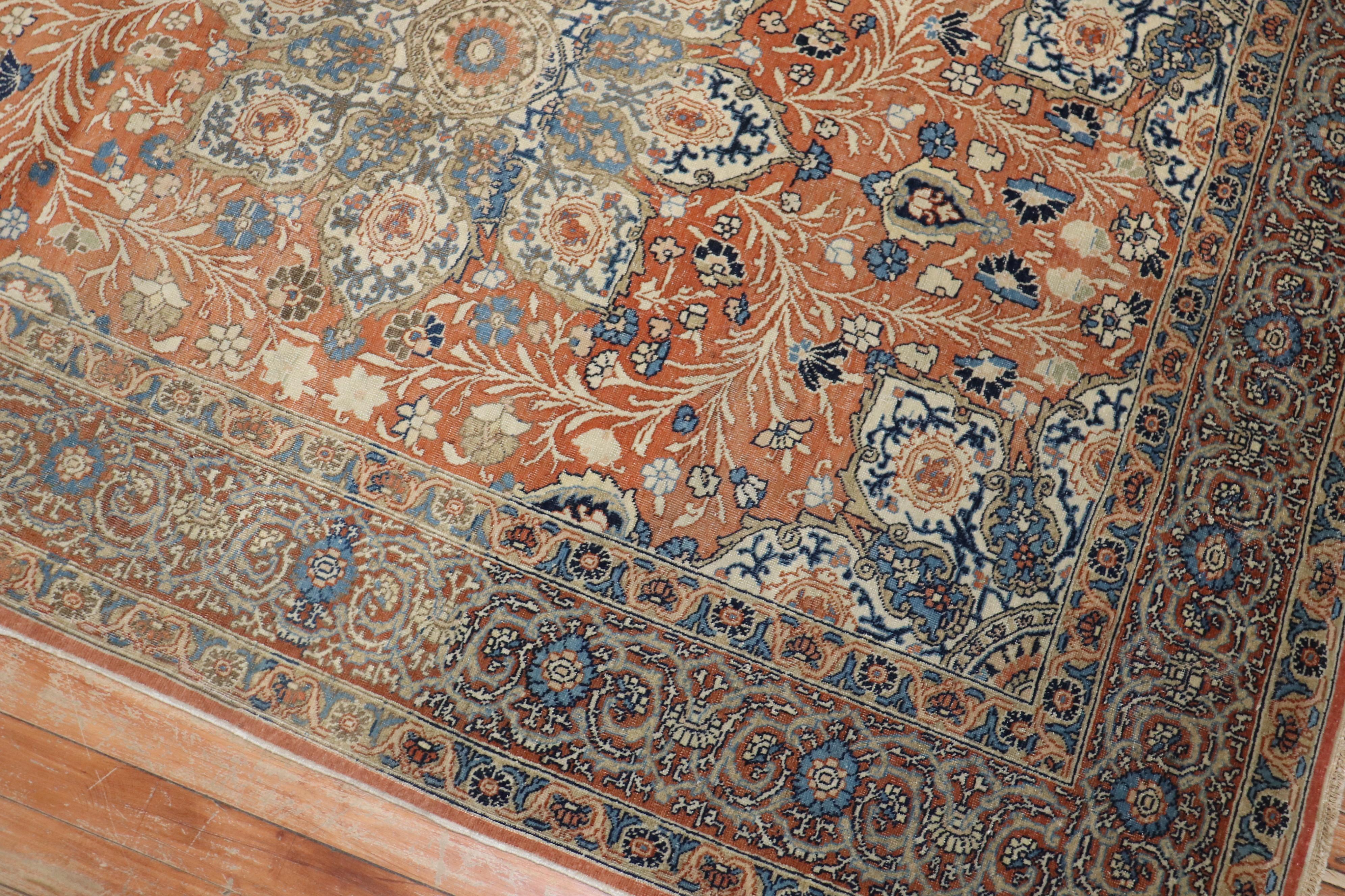 Copper Color Persian Tabriz Rug For Sale 4