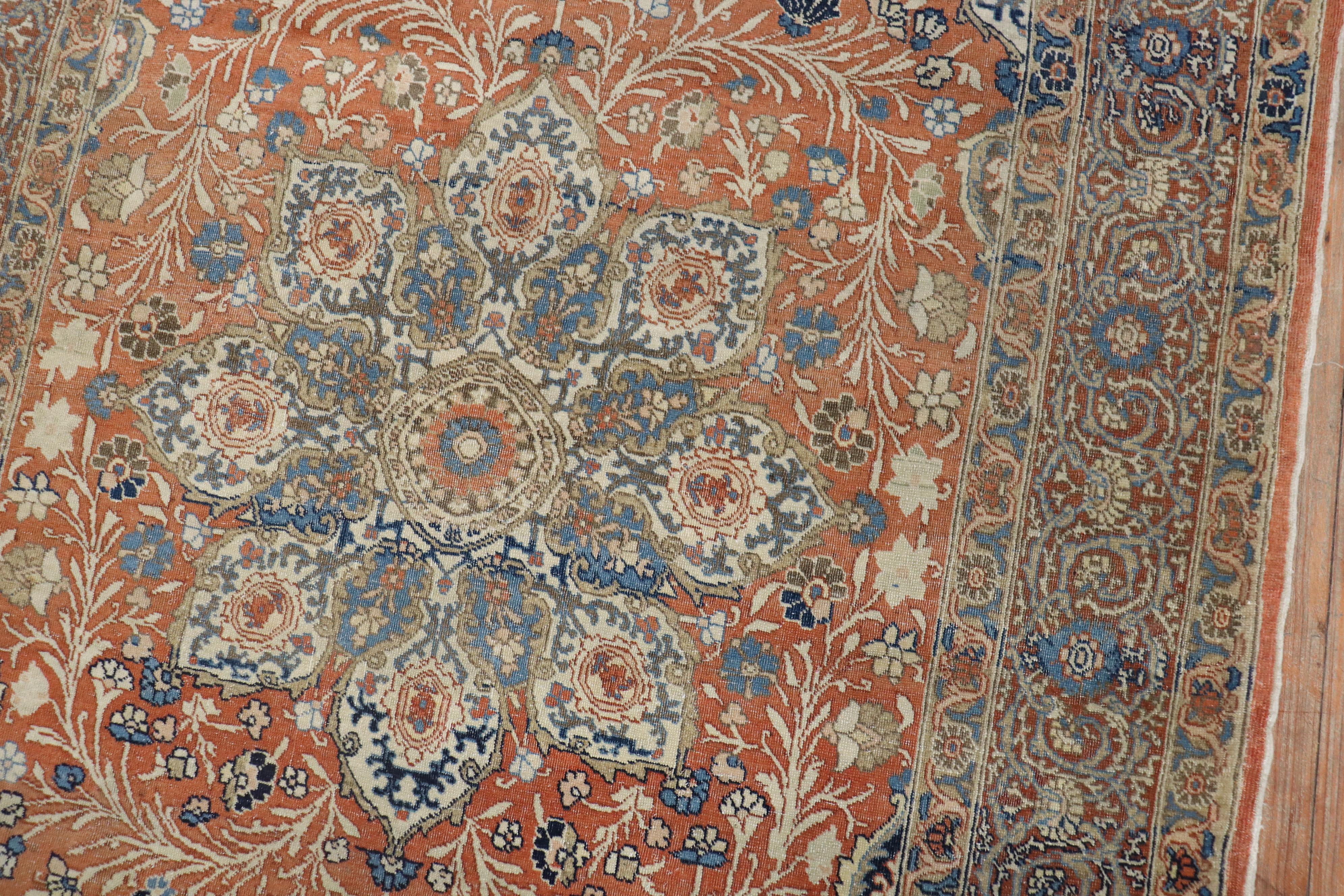 20th Century Copper Color Persian Tabriz Rug For Sale