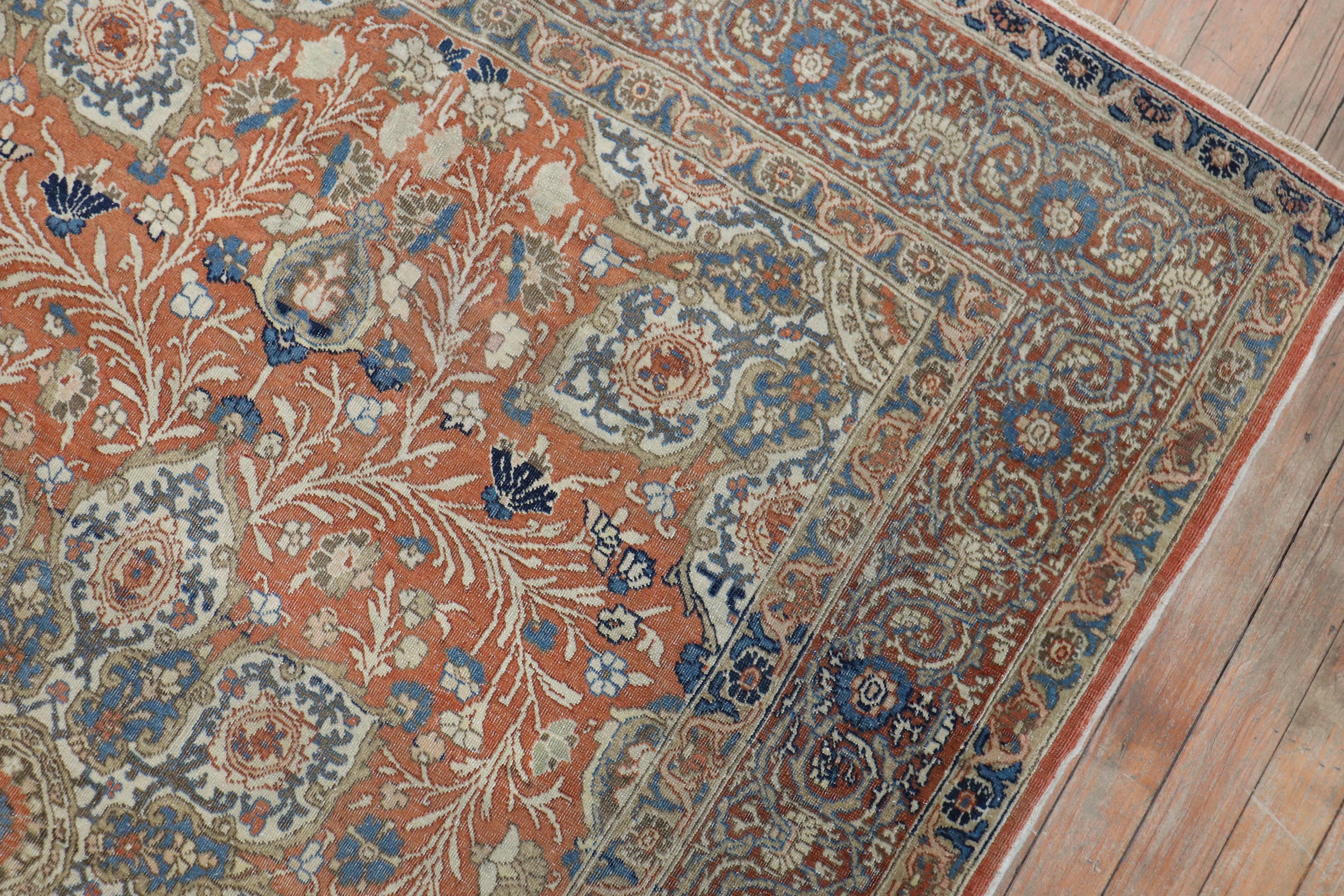 Copper Color Persian Tabriz Rug For Sale 1