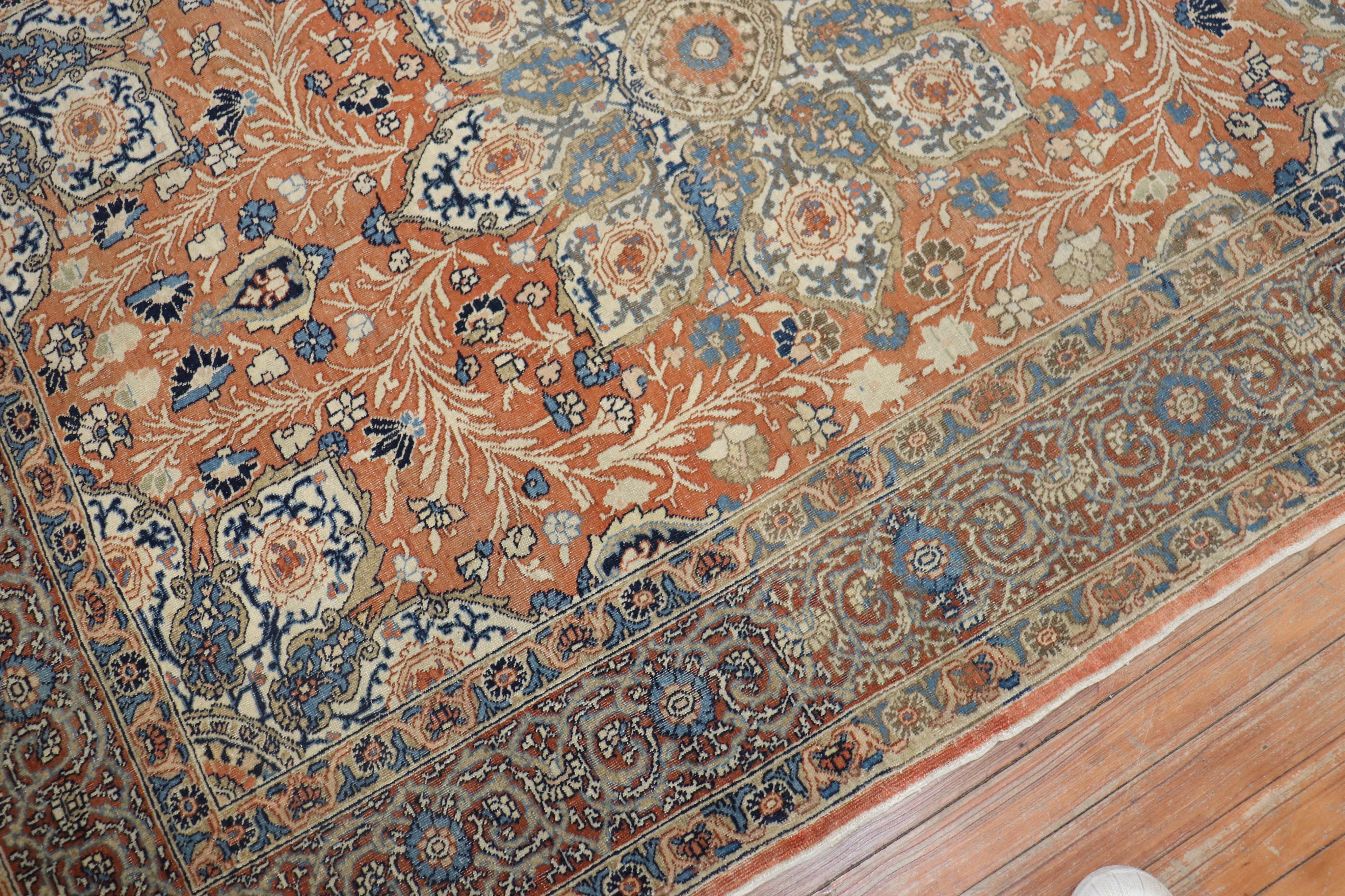 Copper Color Persian Tabriz Rug For Sale 2