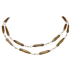 Copper Color Rare Stick Pearl Necklace